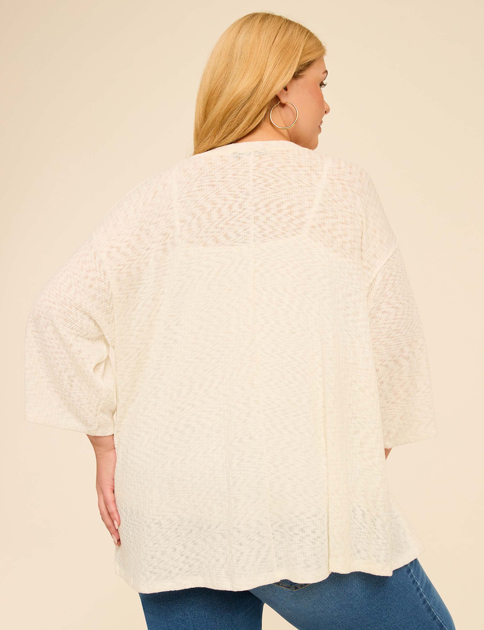 Kimono-Sleeve Open-Front Overpiece
