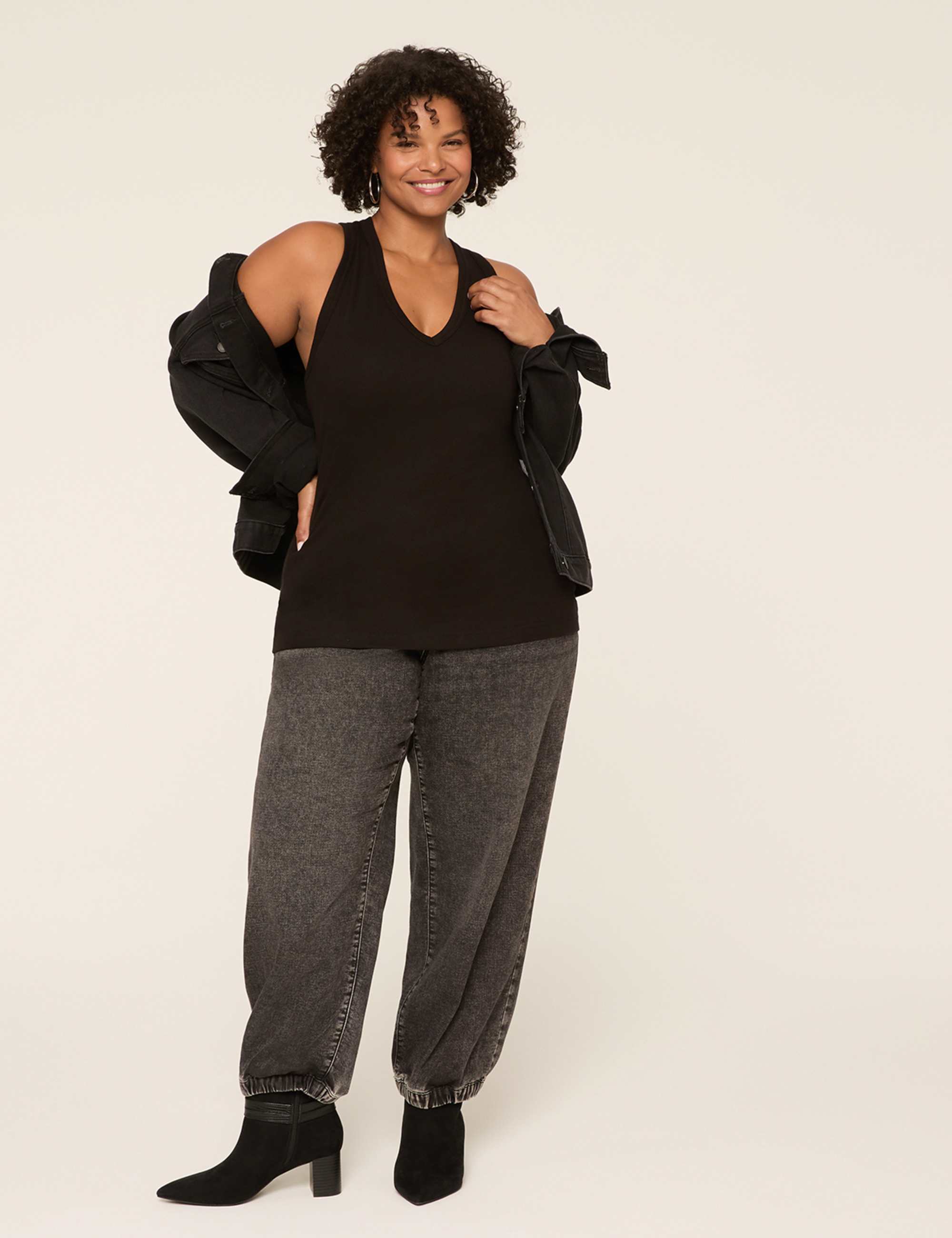 Deep V-Neck Rib Layering Tank