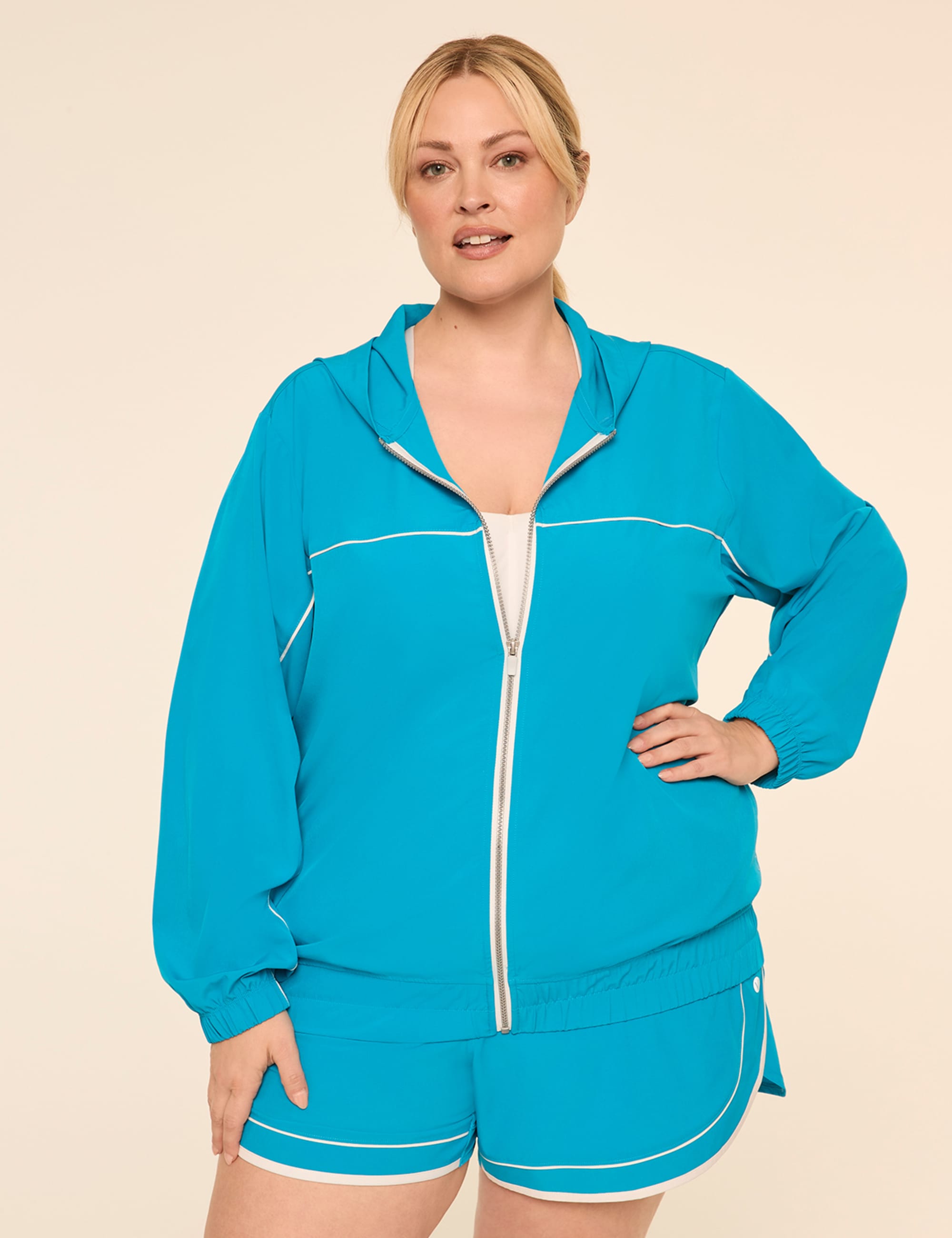 LIVI Stretch Woven Full-Zip Hooded Jacket
