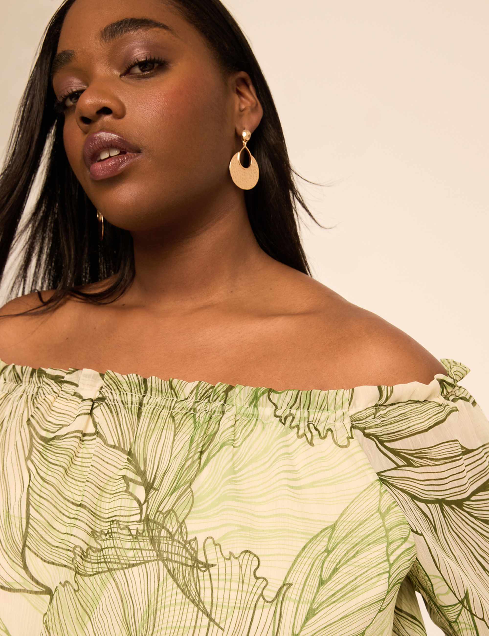 Long-Sleeve Off-The-Shoulder Midi Dress