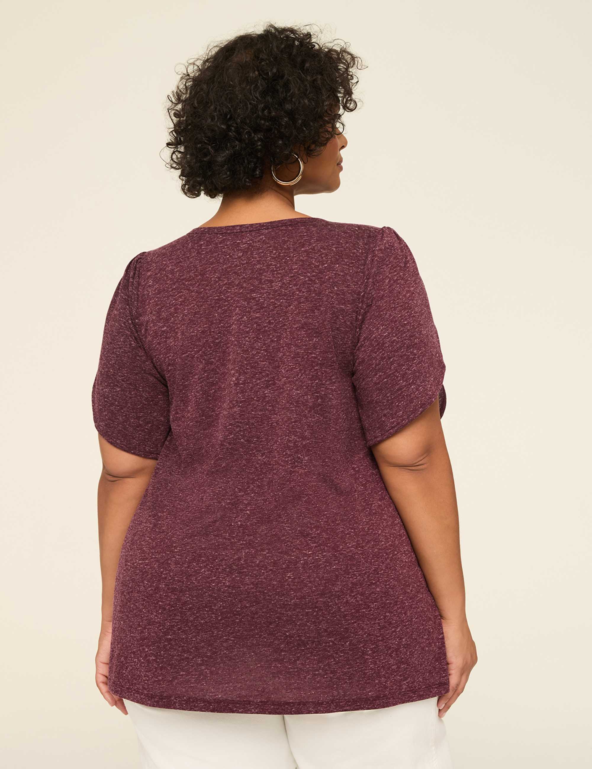Knit Linen Tulip-Sleeve Top