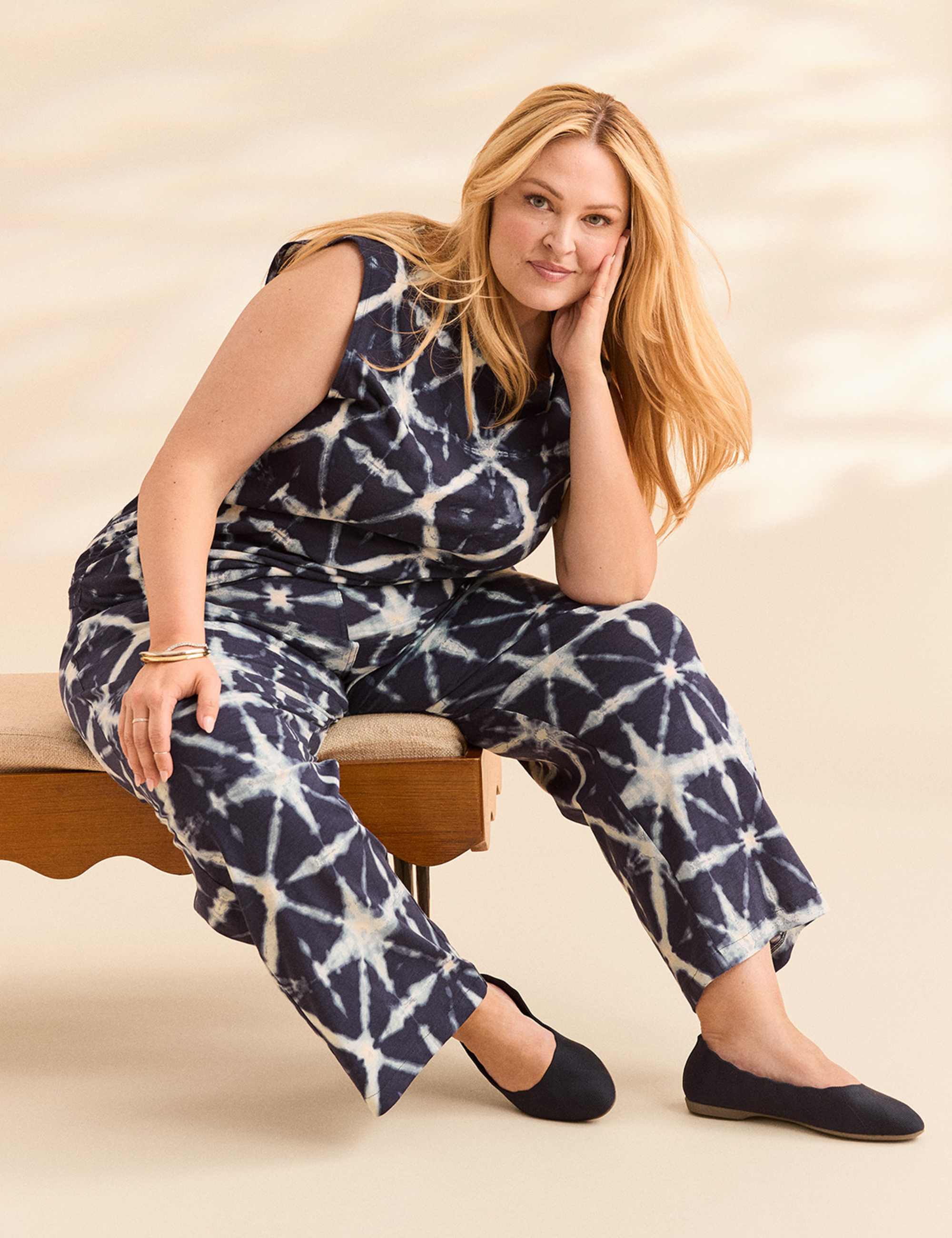Slub Knit Pull-On Straight Leg Pant