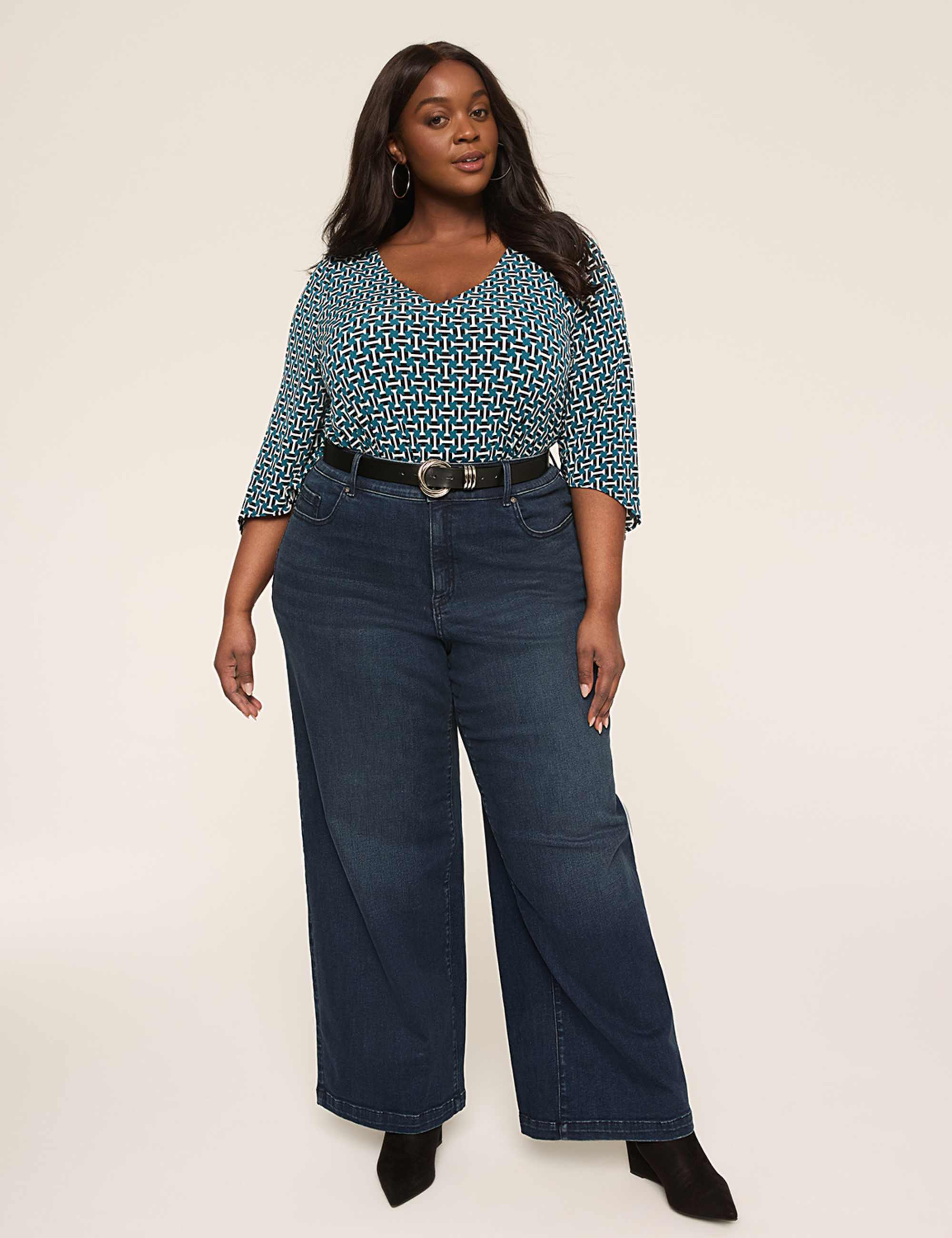 3/4-Sleeve V-Neck Tunic Top