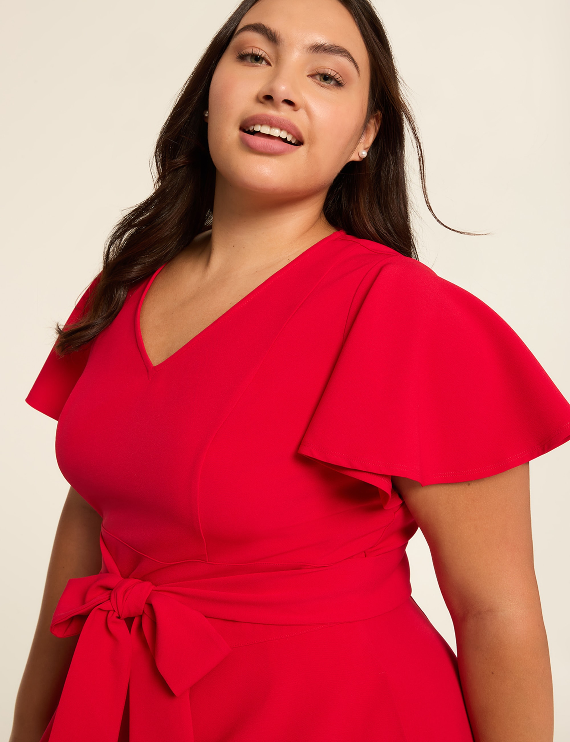 Lena V-Neck Level-Hem Midi Dress