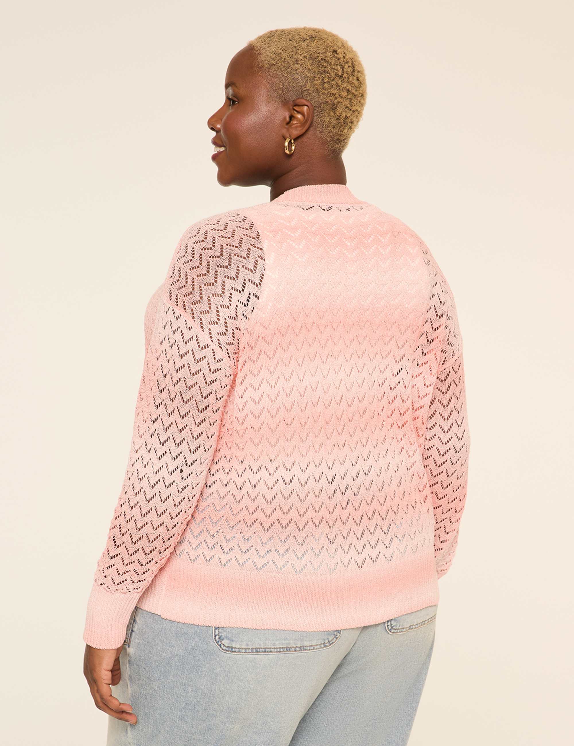 Pointelle-Stitched Open-Front Cardigan