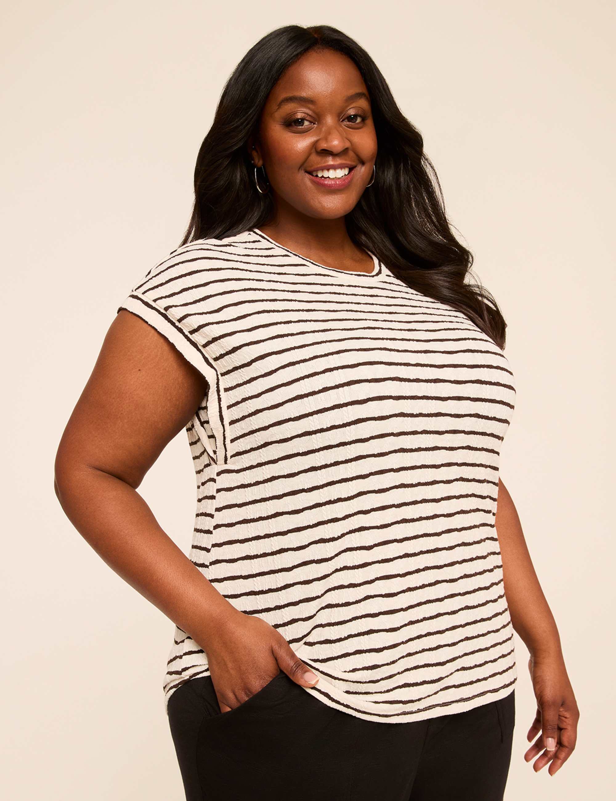 Dolman-Sleeve Textured Knit Top