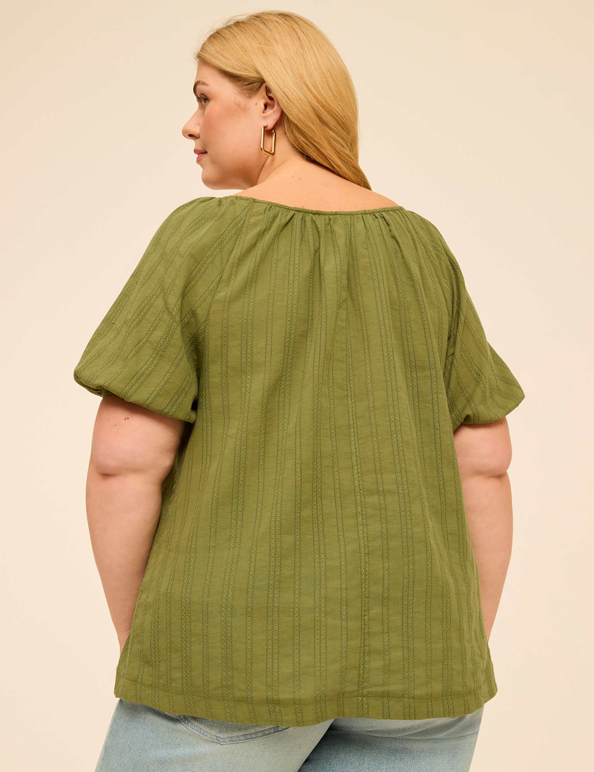 Puff-Sleeve Keyhole Top
