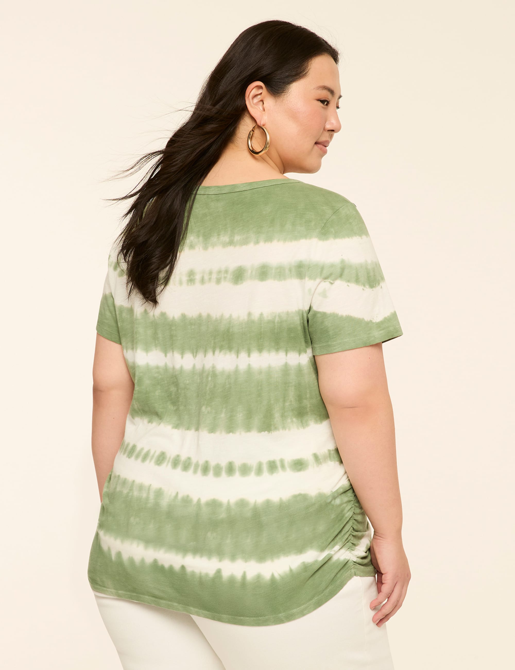 Short-Sleeve V-Neck Side-Ruched Tee