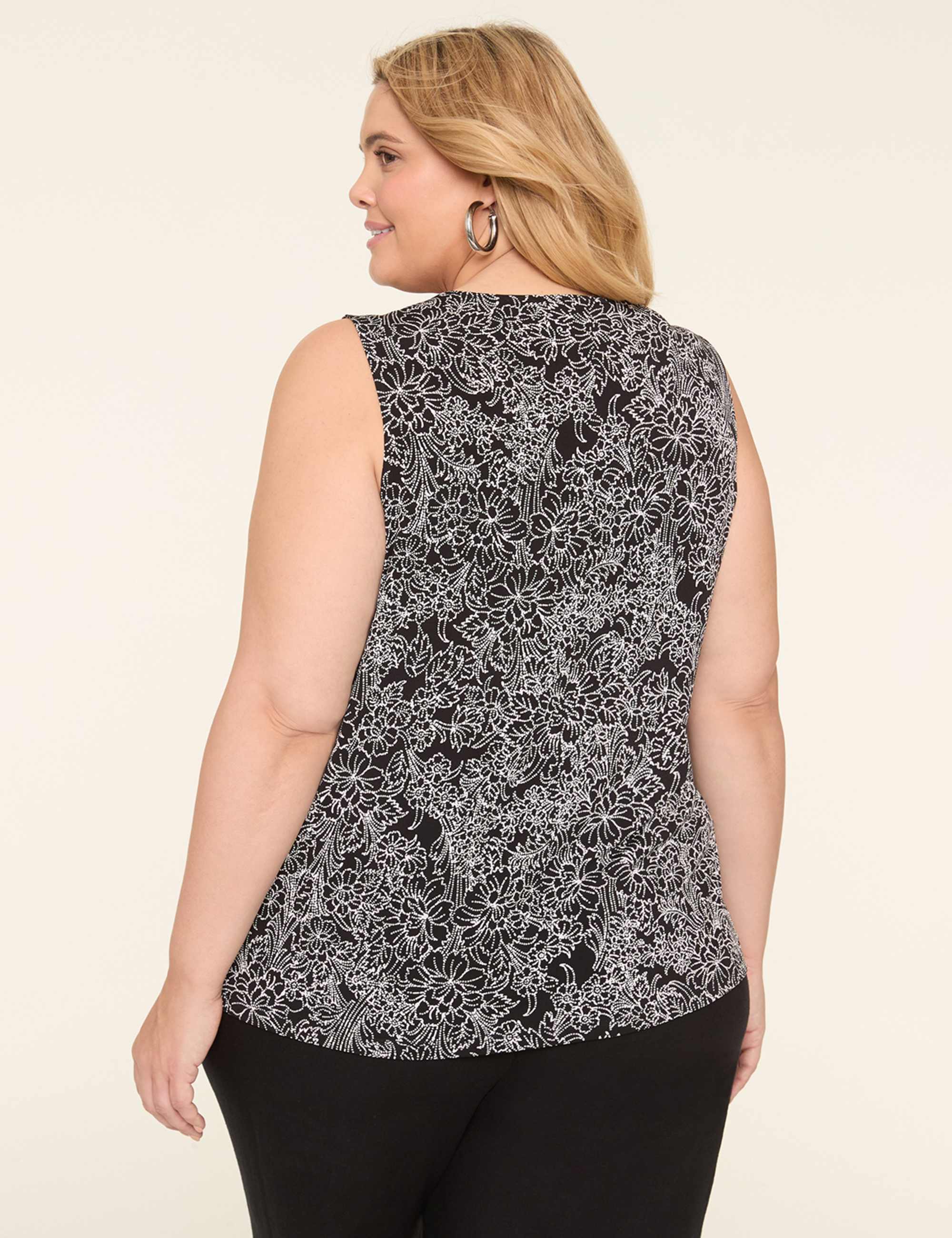 Swing Sleeveless Pleat-Front Top