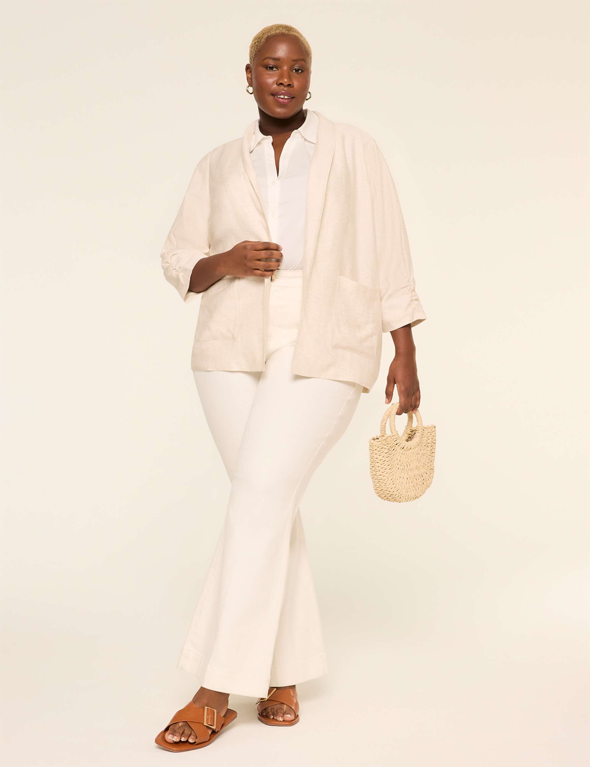 Linen-Blend Shawl-Collar Blazer