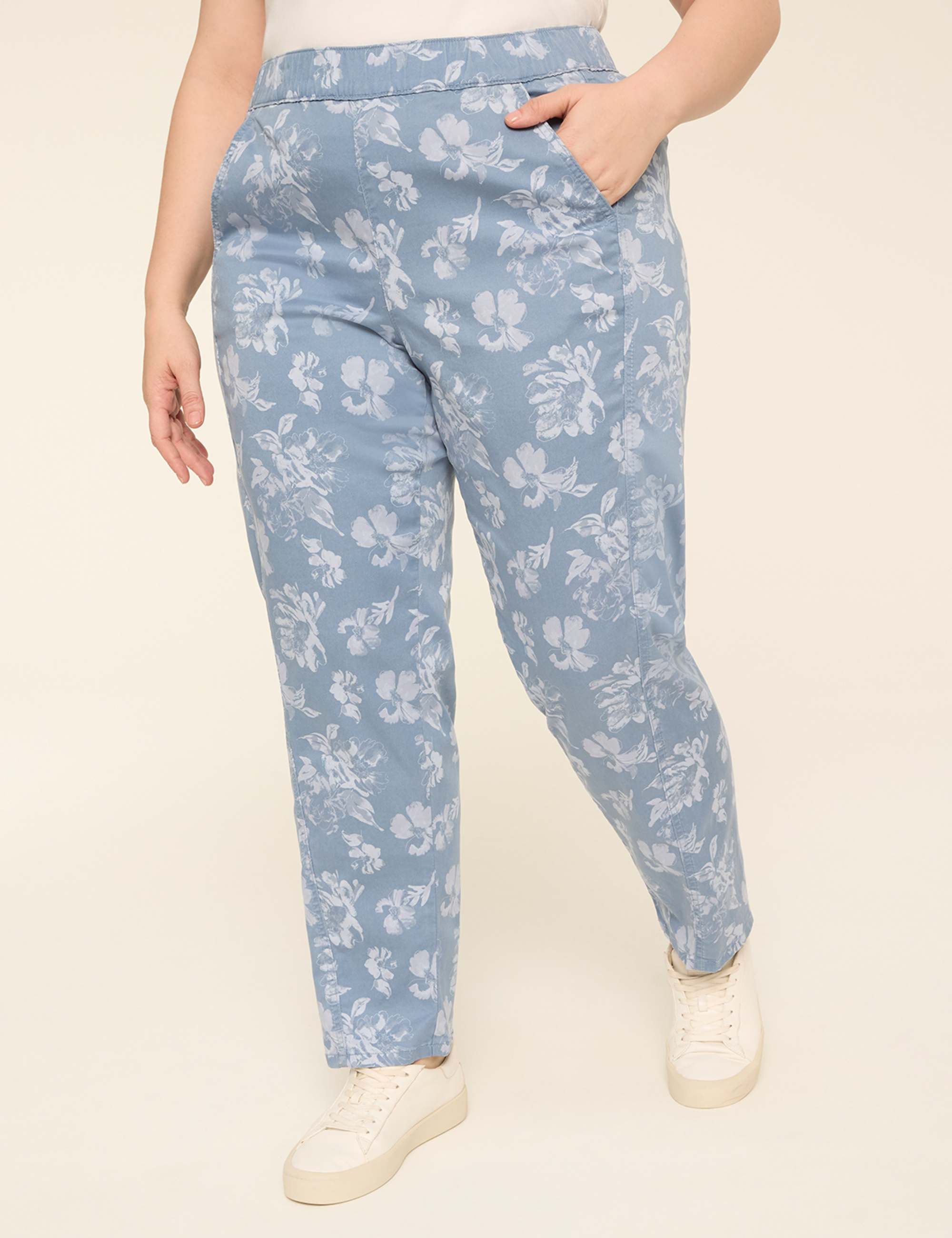 Pull-On Sateen Chino Ankle Pant