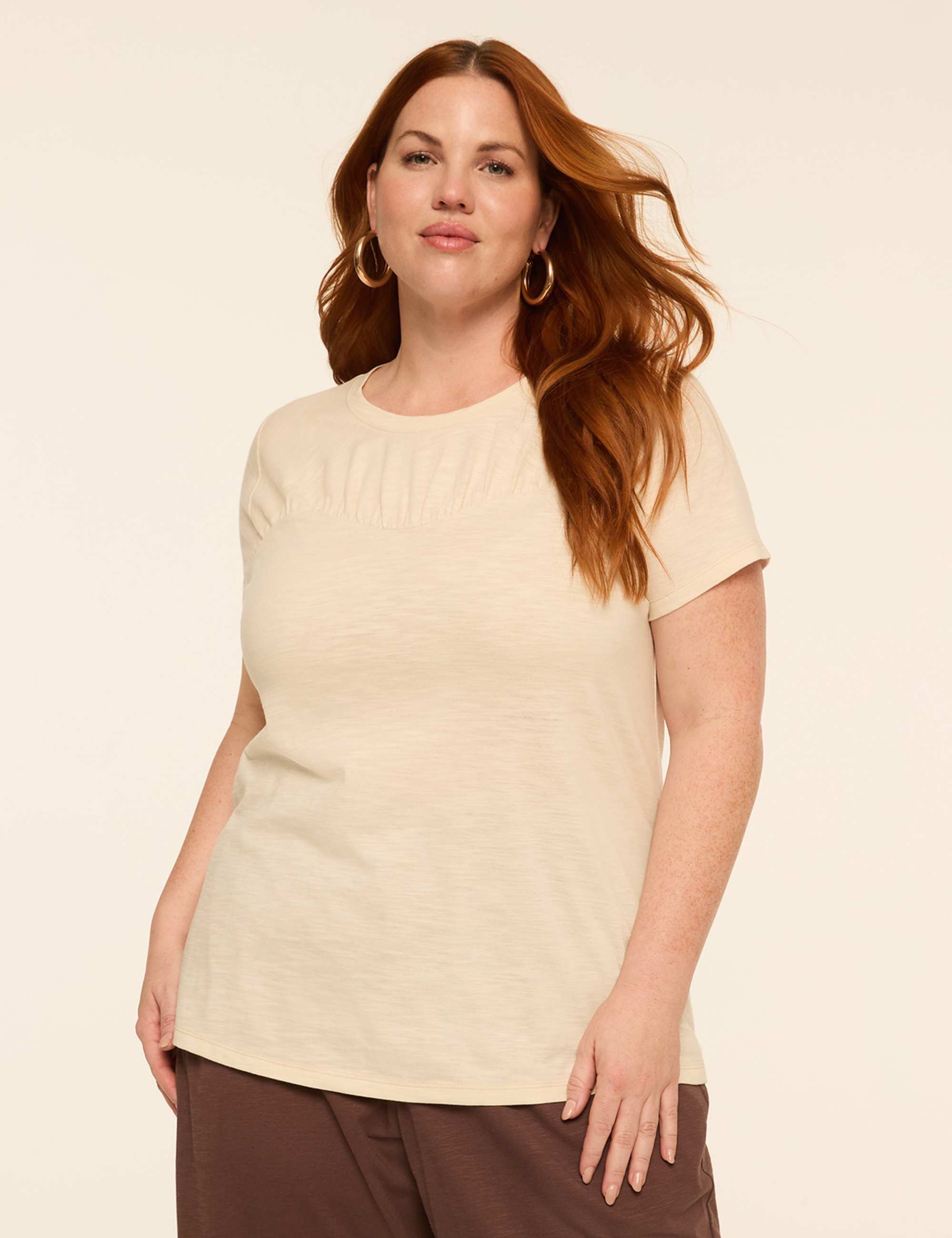 Short-Sleeve Sweetheart-Seamed Top