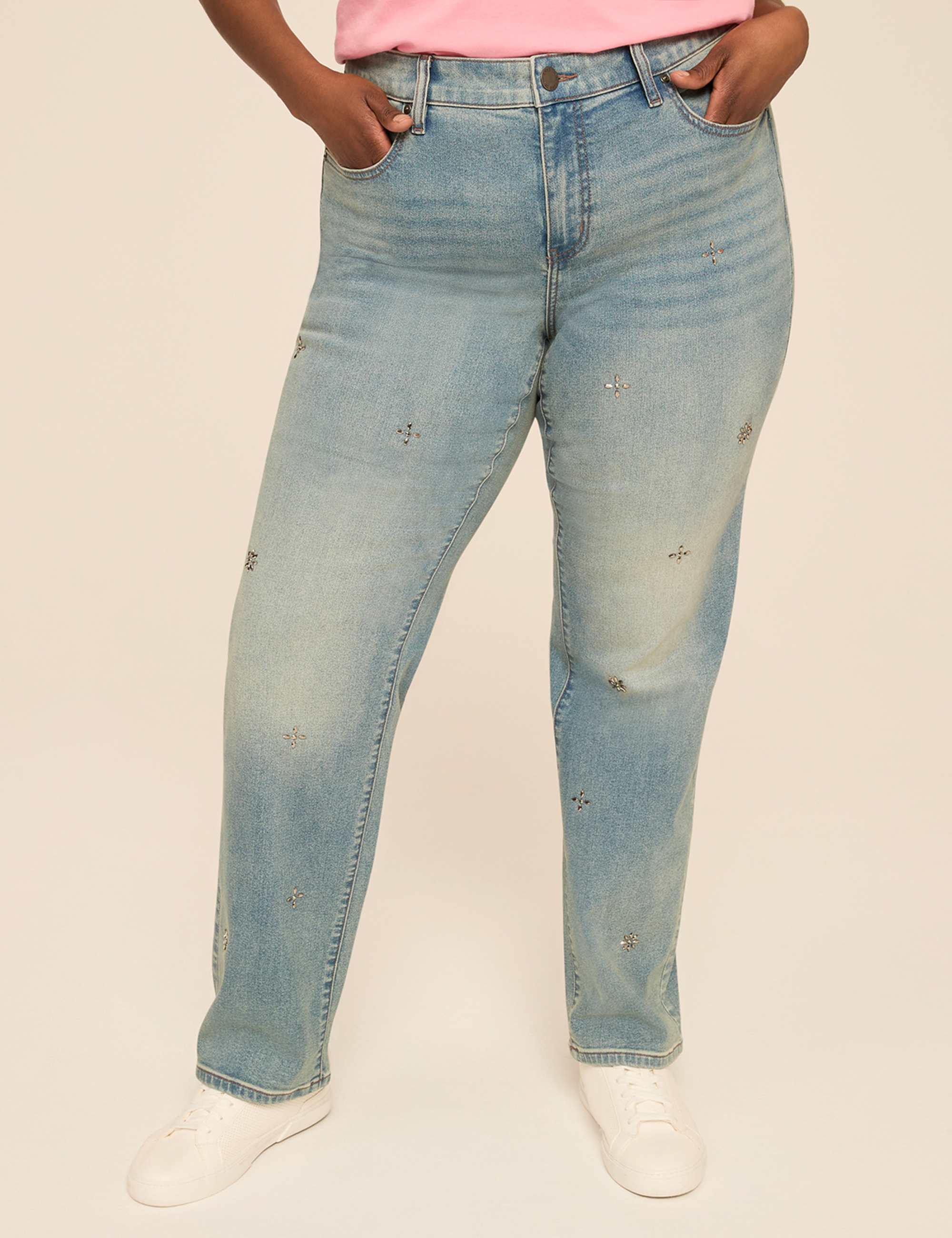 Signature Fit Embellished Straight Leg Jean