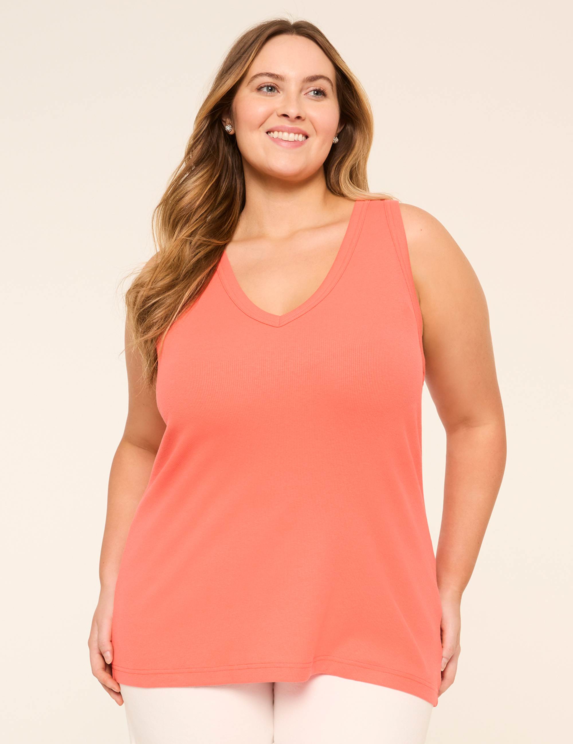 Deep V-Neck Rib Layering Tank