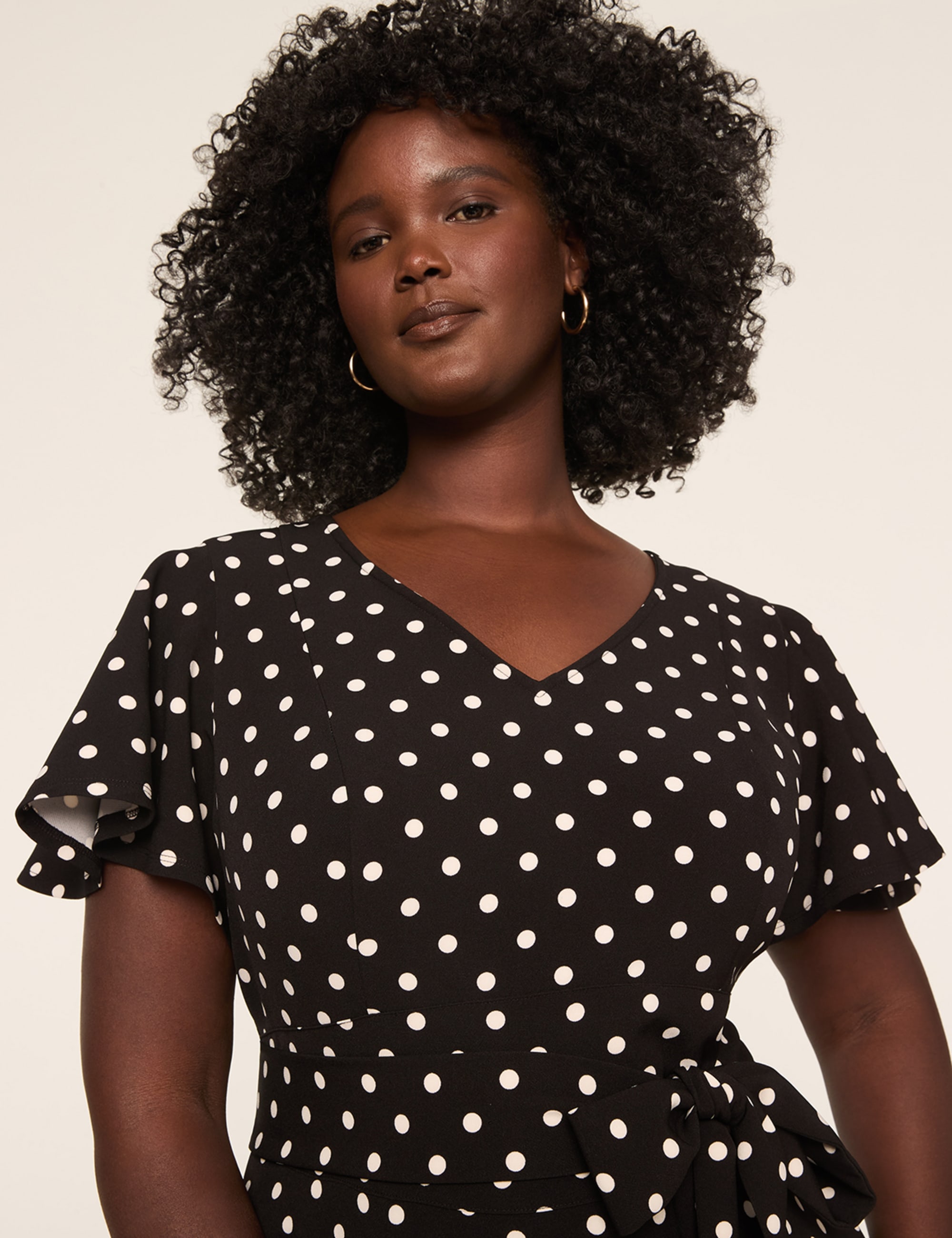Lena V-Neck Level-Hem Midi Dress