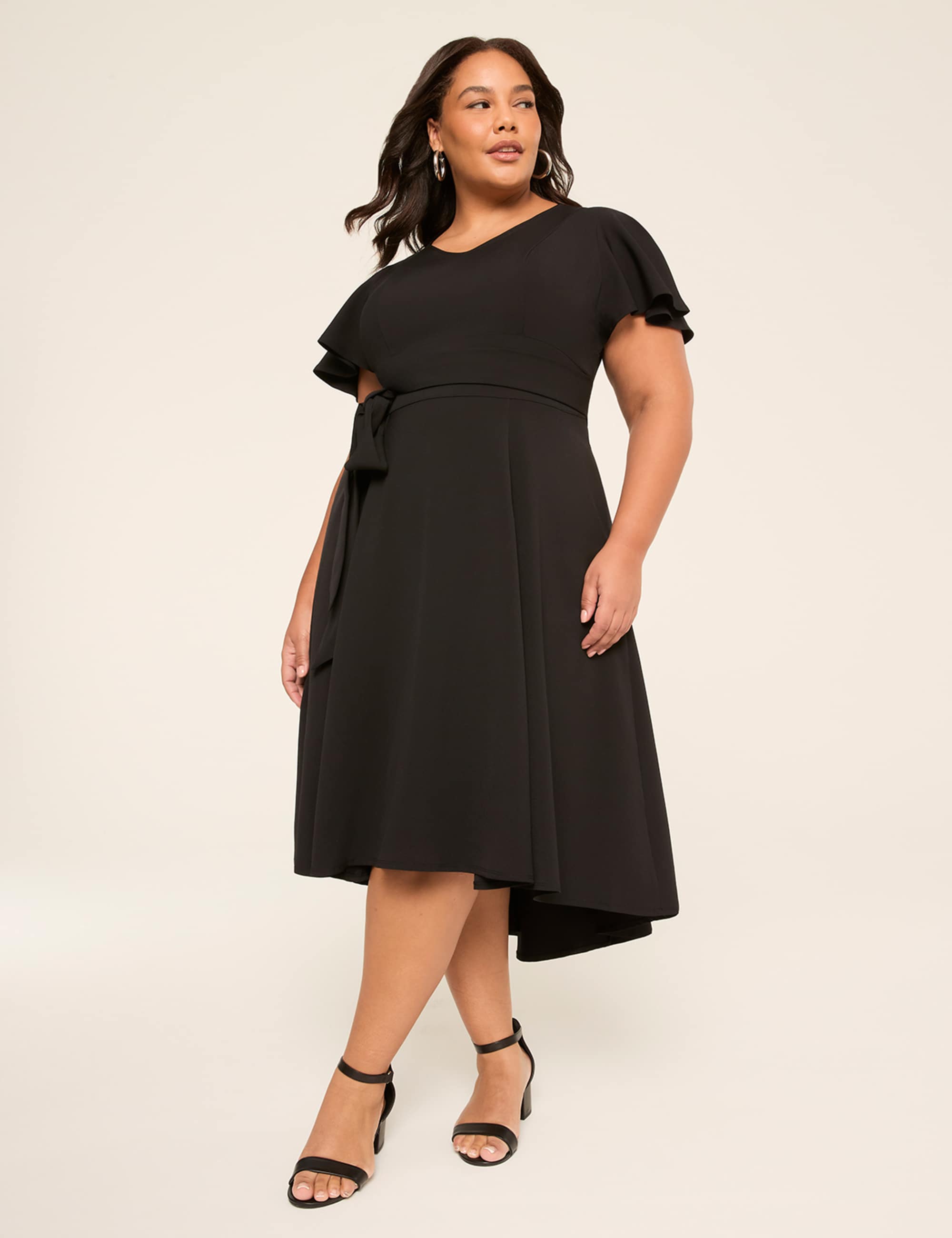 Lena V-Neck High-Low Midi Dress