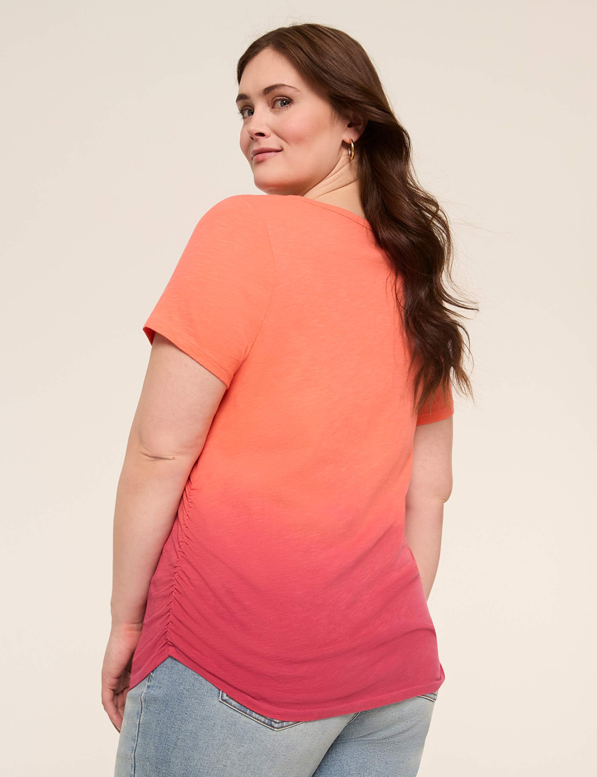 Short-Sleeve V-Neck Side-Ruched Tee