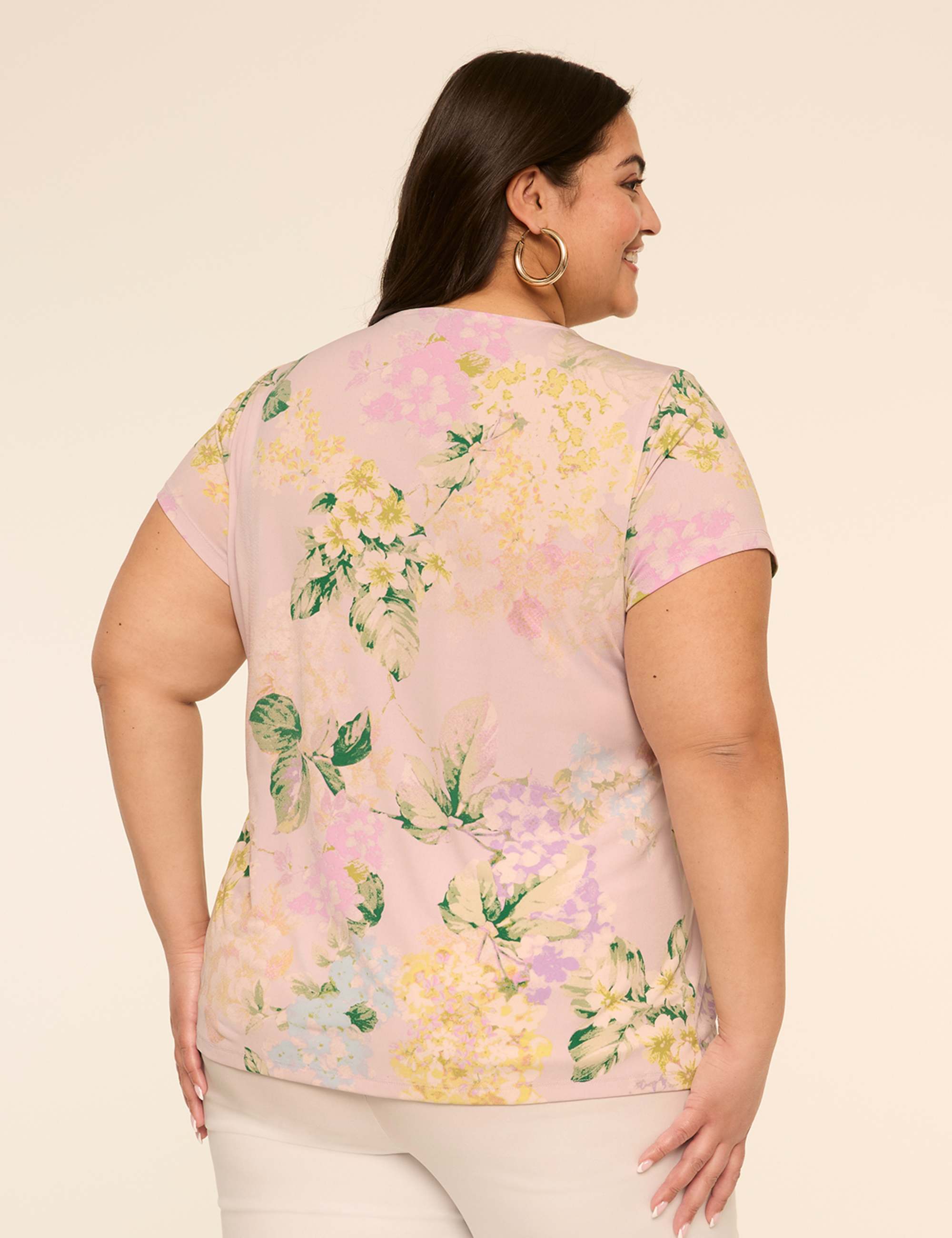 Swing Cap-Sleeve Pleat-Front Top