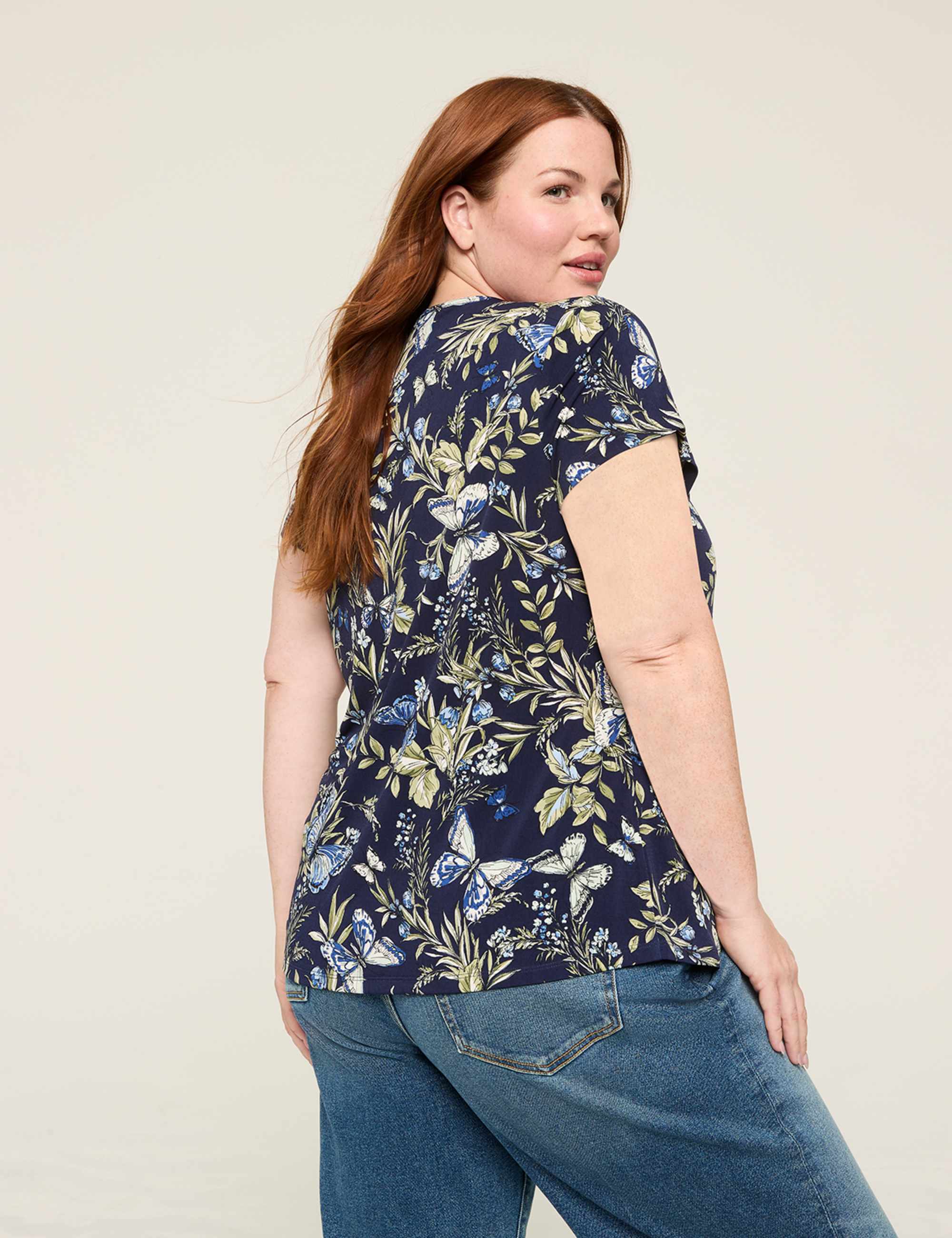 Cap-Sleeve Pleat-Front Top