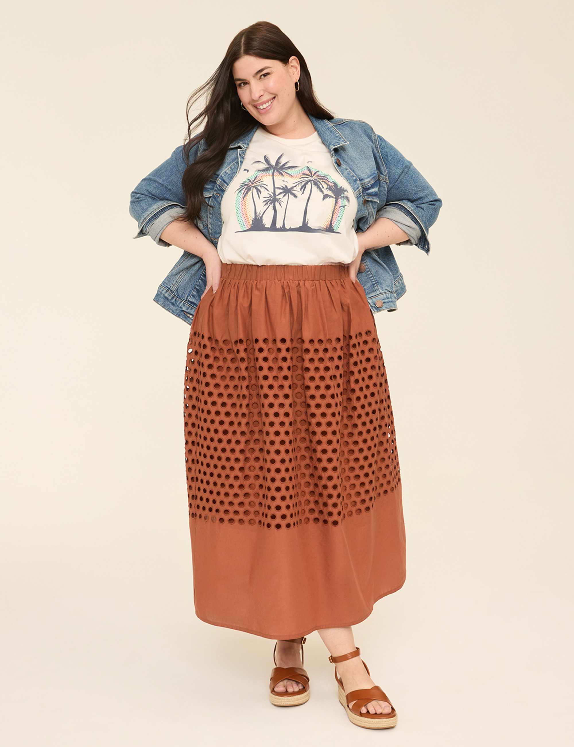 Eyelet Maxi Skirt