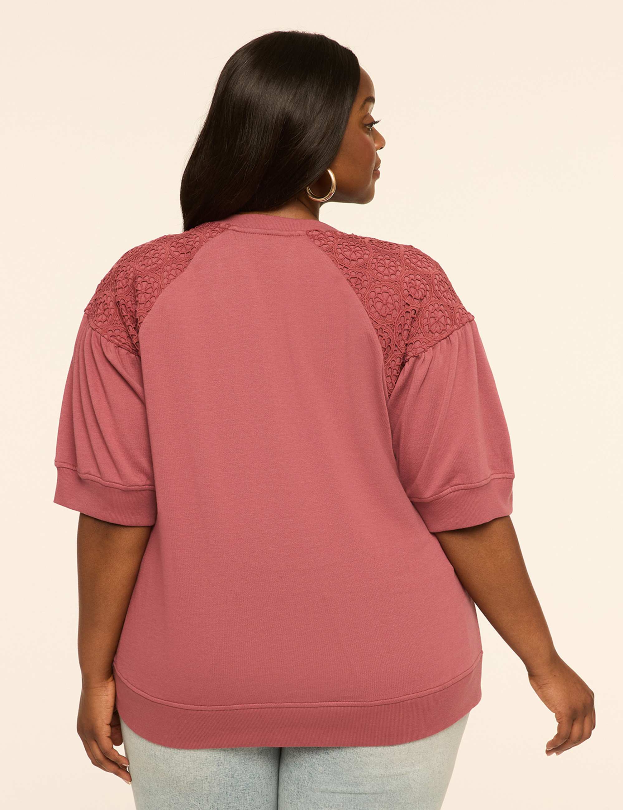 French Terry Crochet-Detail Sweatshirt