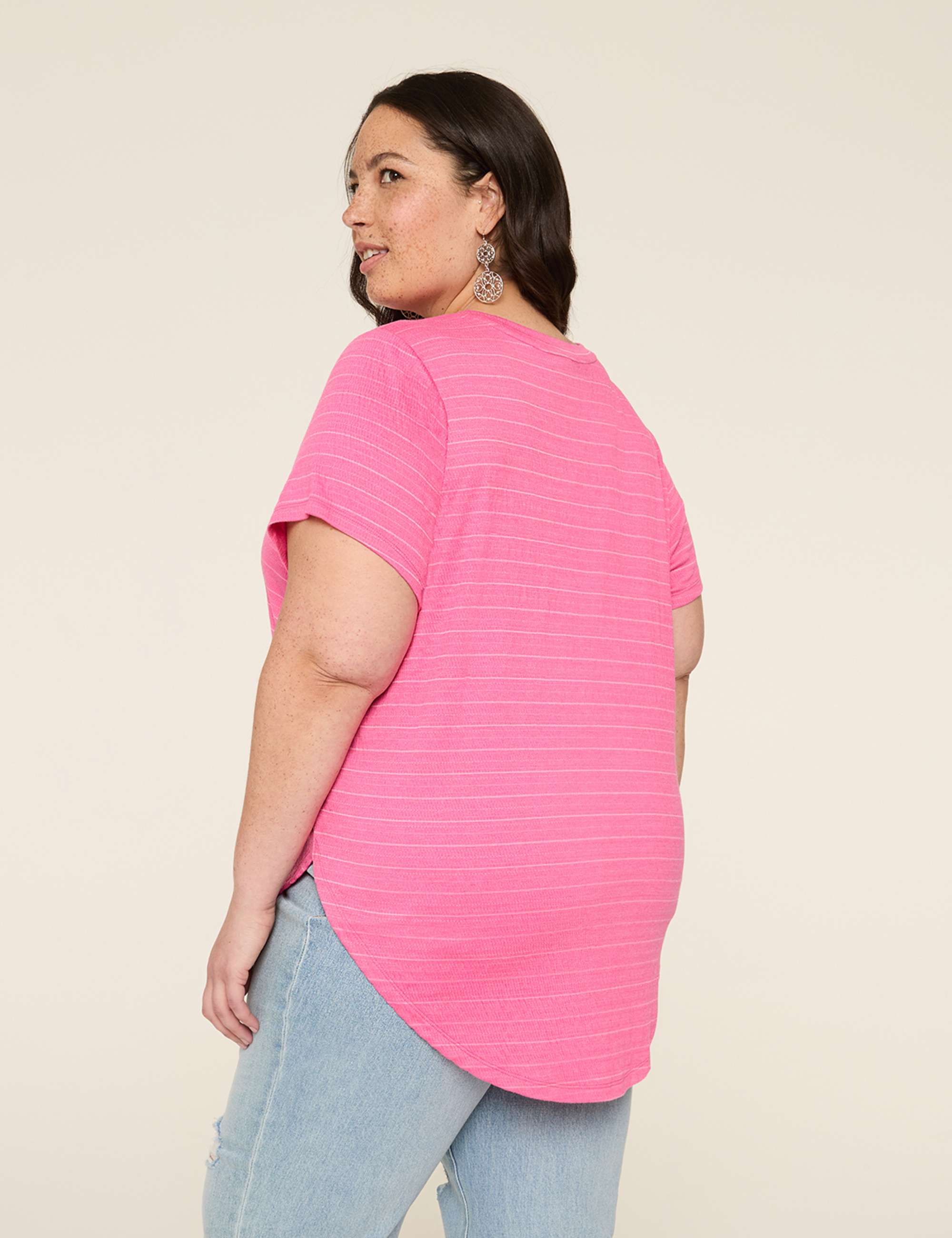 Swing Crew-Neck Textured Top