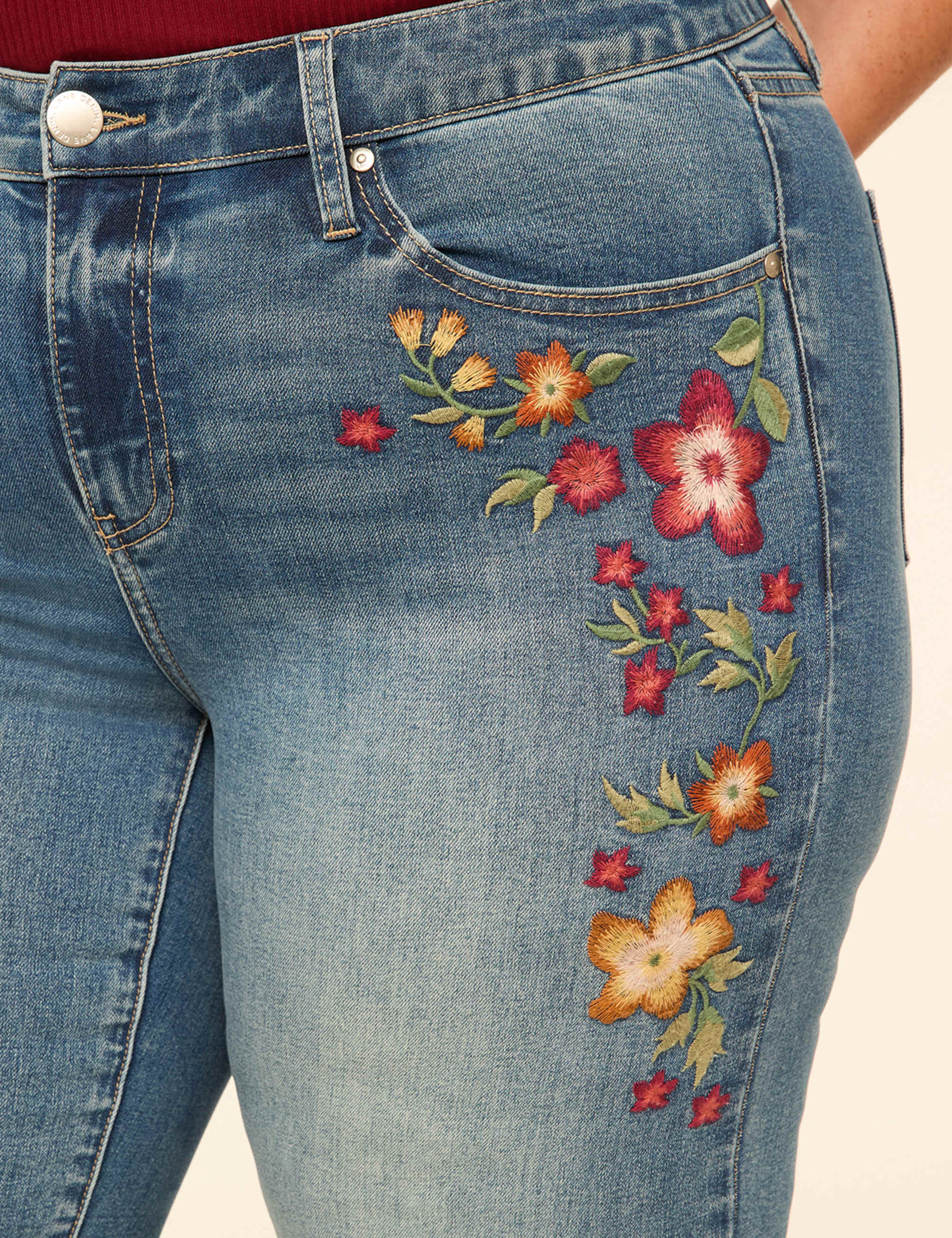 Genius Embroidered Straight Leg Jean