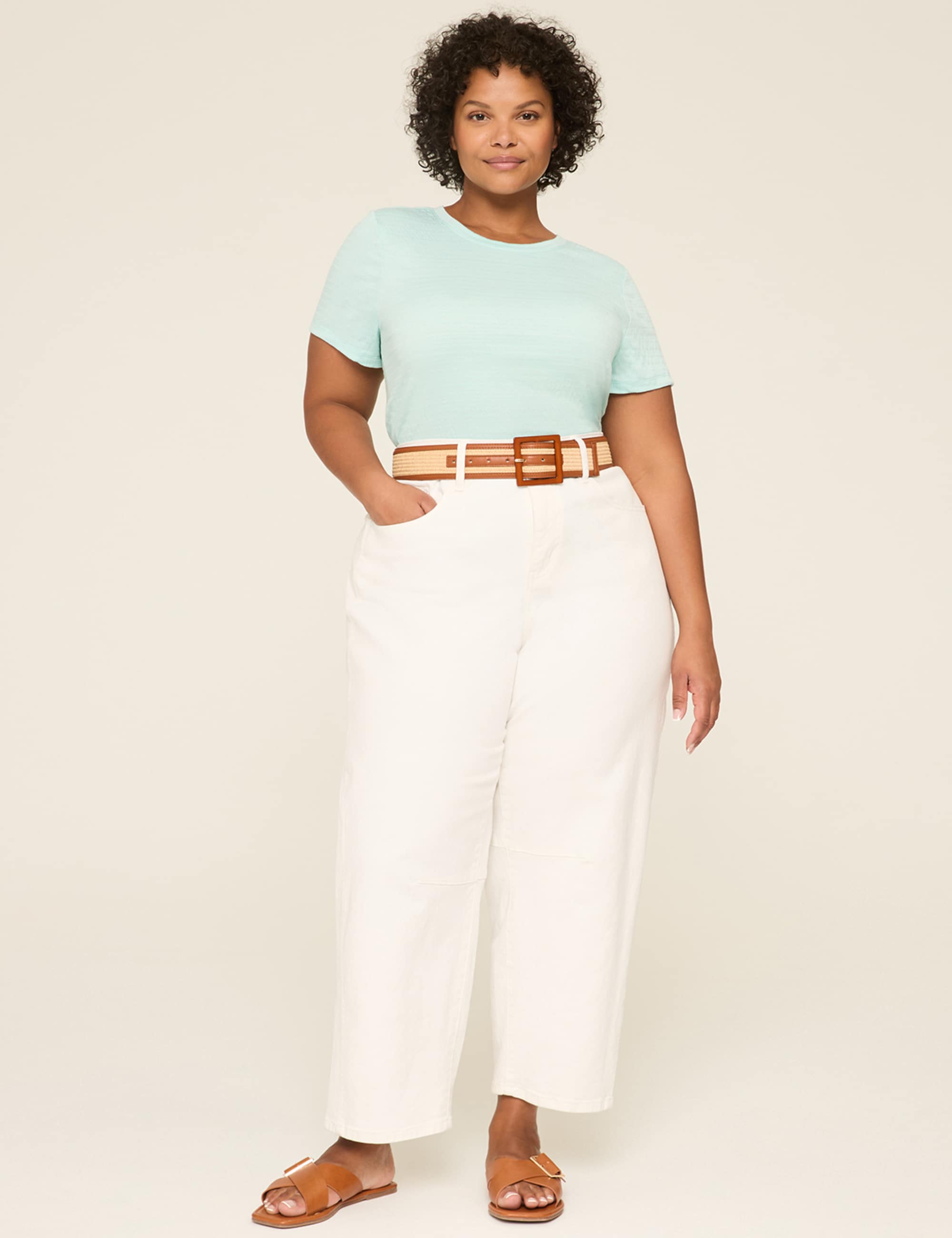 Swing Crew-Neck Textured Top