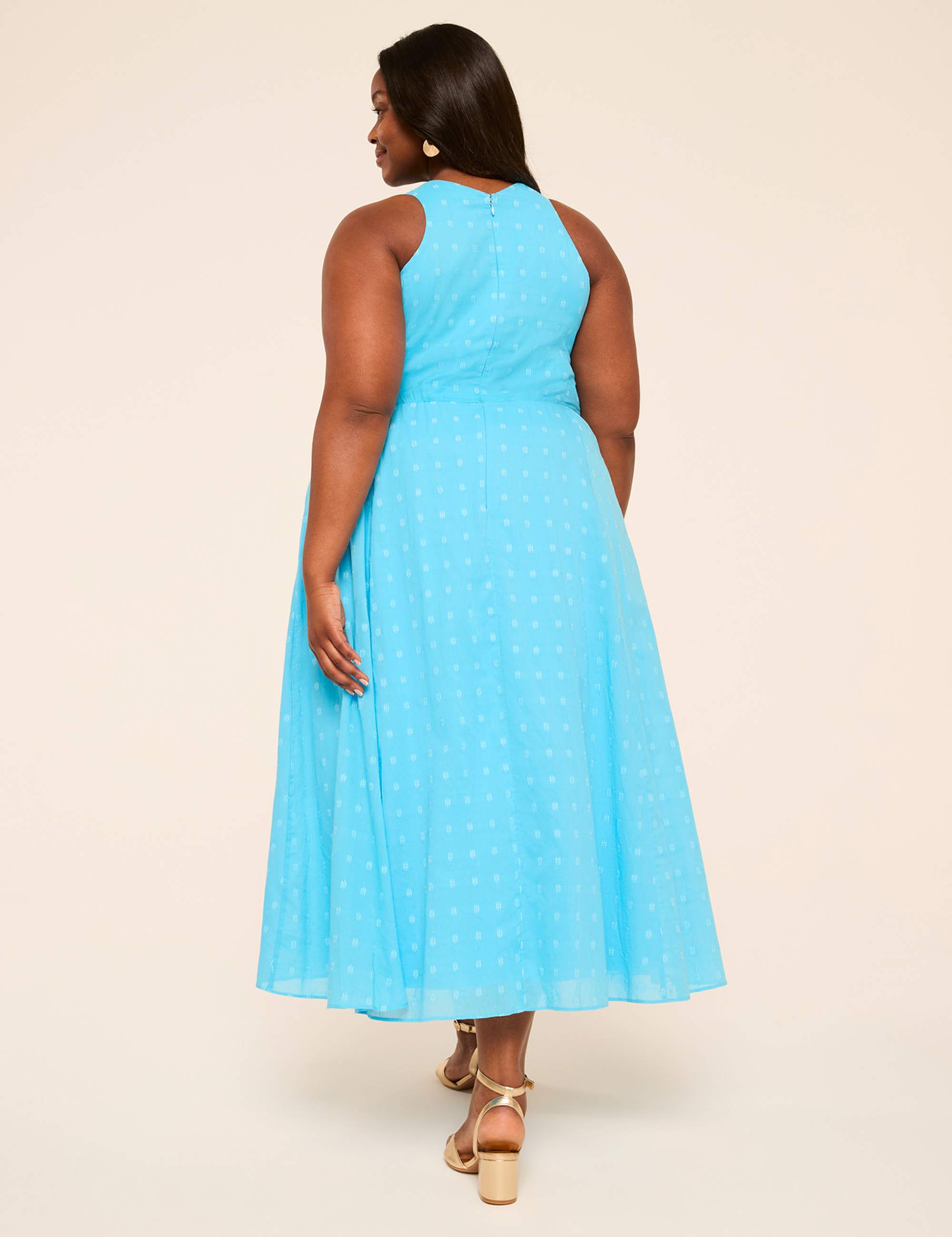 Lena Halter-Neck Embroidered Maxi Dress