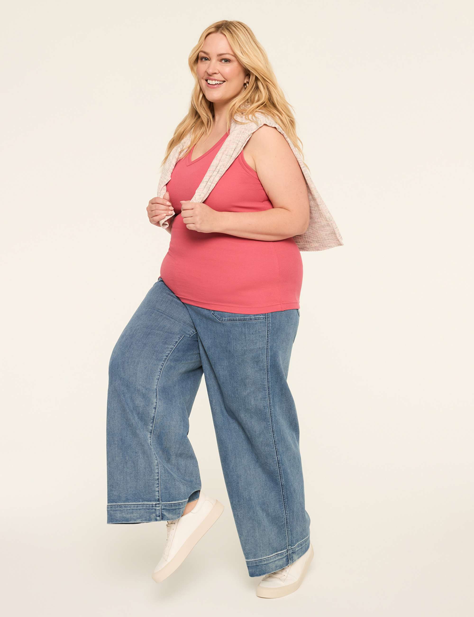 Deep V-Neck Rib Layering Tank