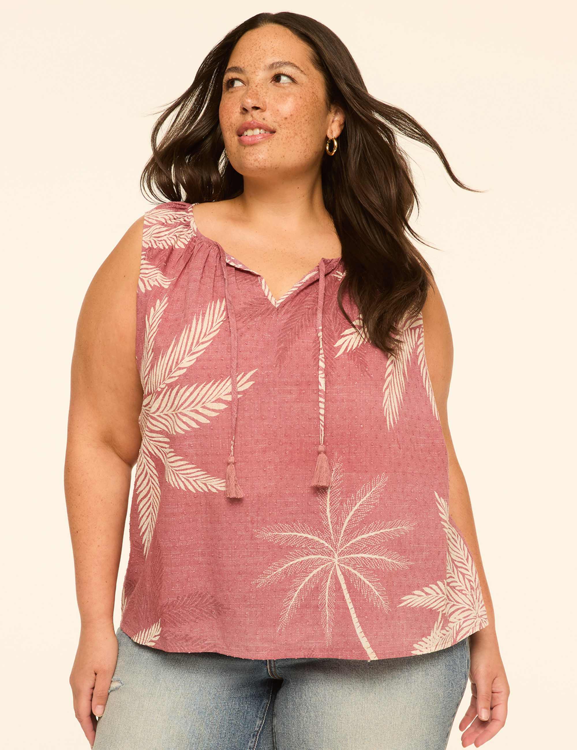 Sleeveless Tie-Neck Blouse