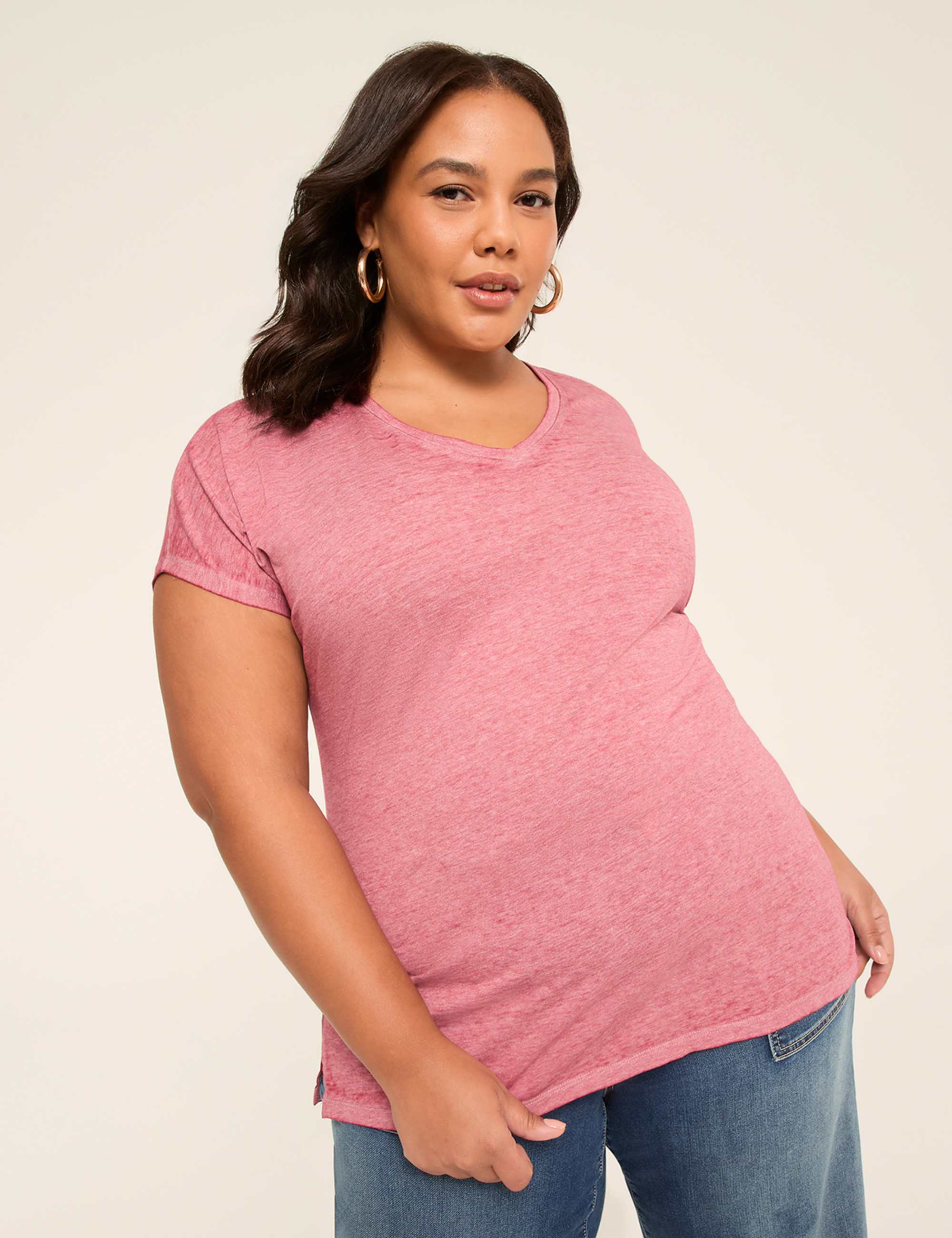 Dolman-Sleeve V-Neck Tee