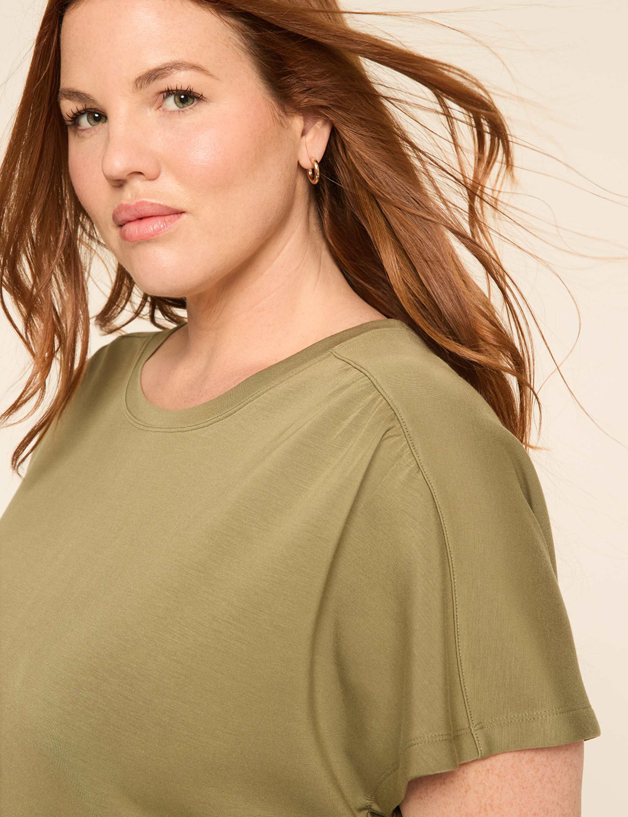 Journey Dolman-Sleeve Shirred-Shoulder Top