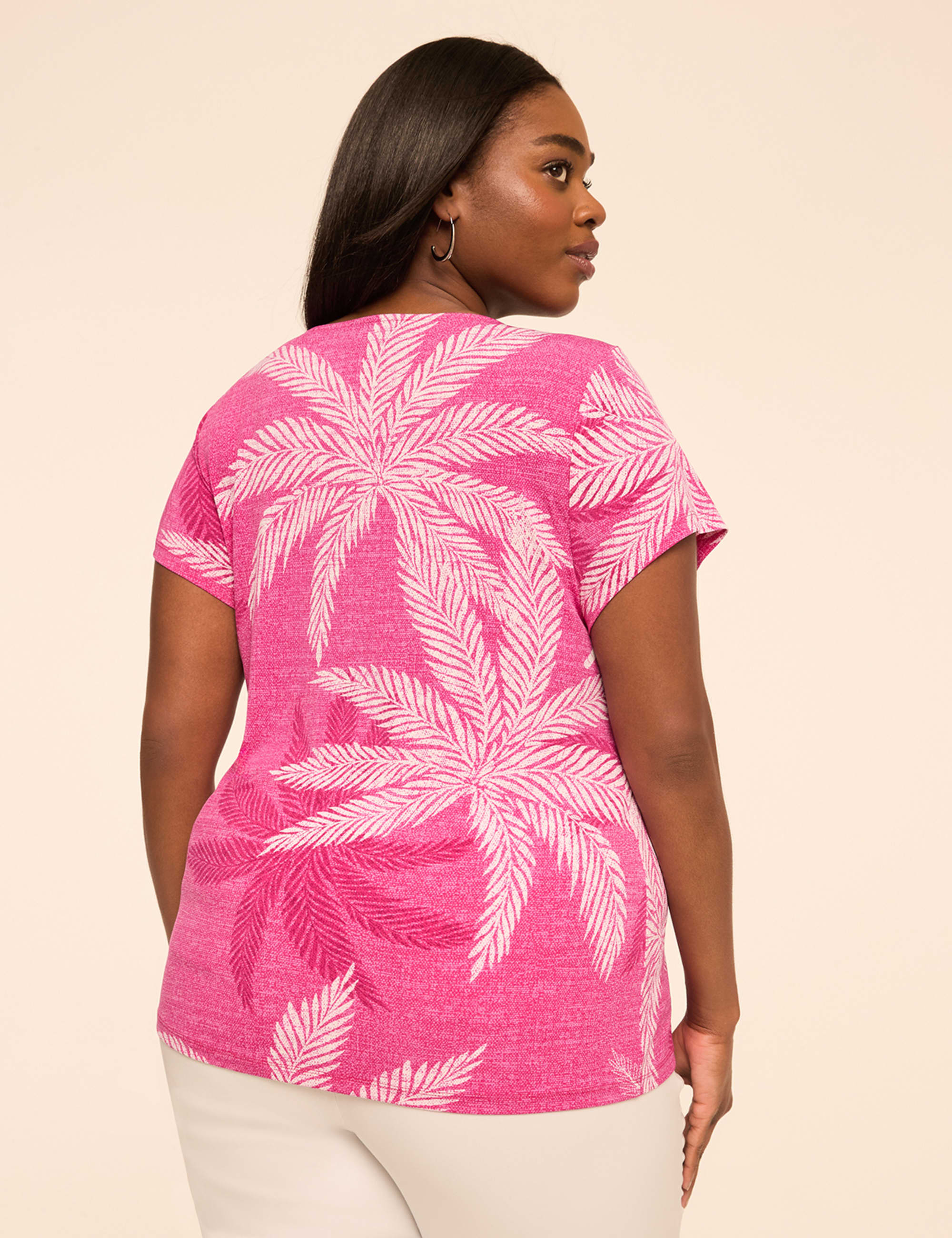 Swing Cap-Sleeve Pleat-Front Top