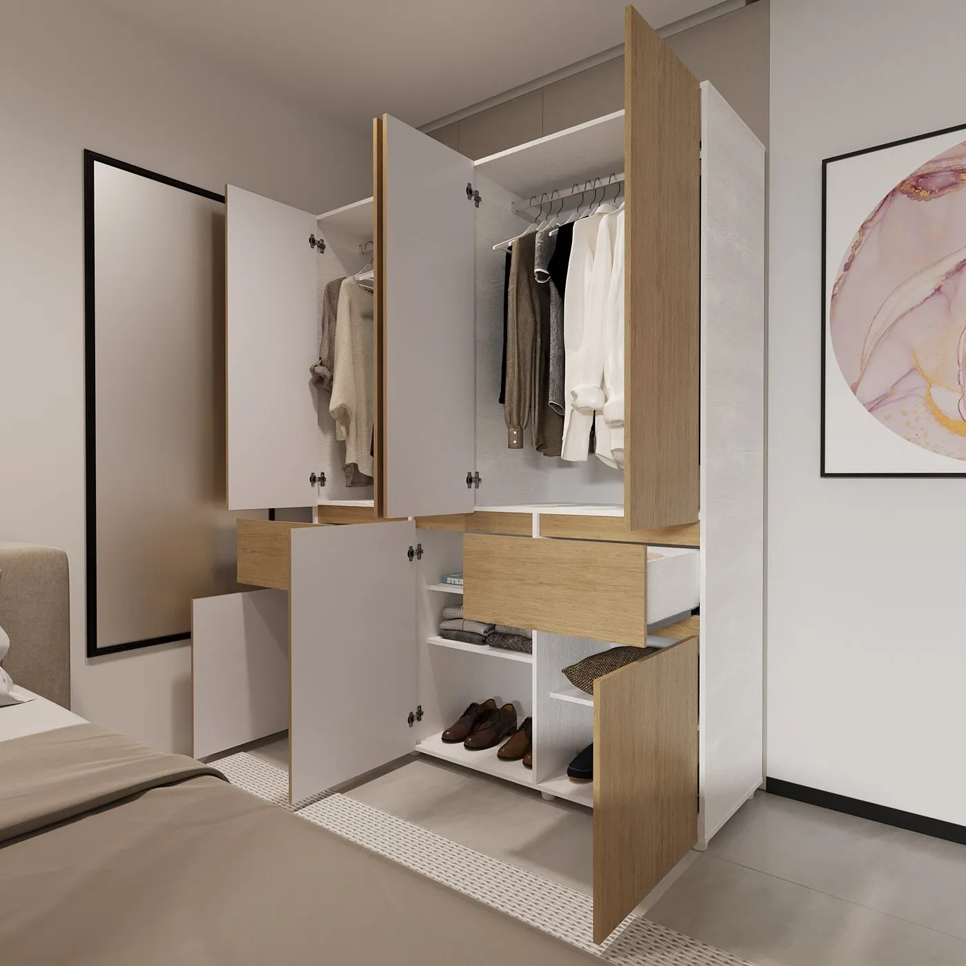 Armario Clóset PRACTIMAC Mell 160 cm Rovere-Blanco