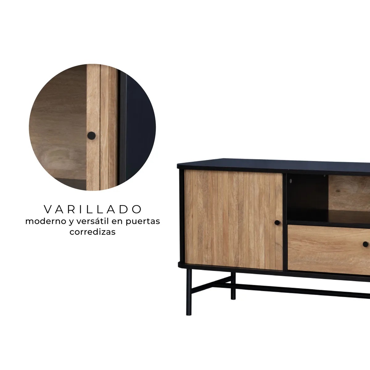 Rack de TV Top Living Charcoal con Puertas Corredizas