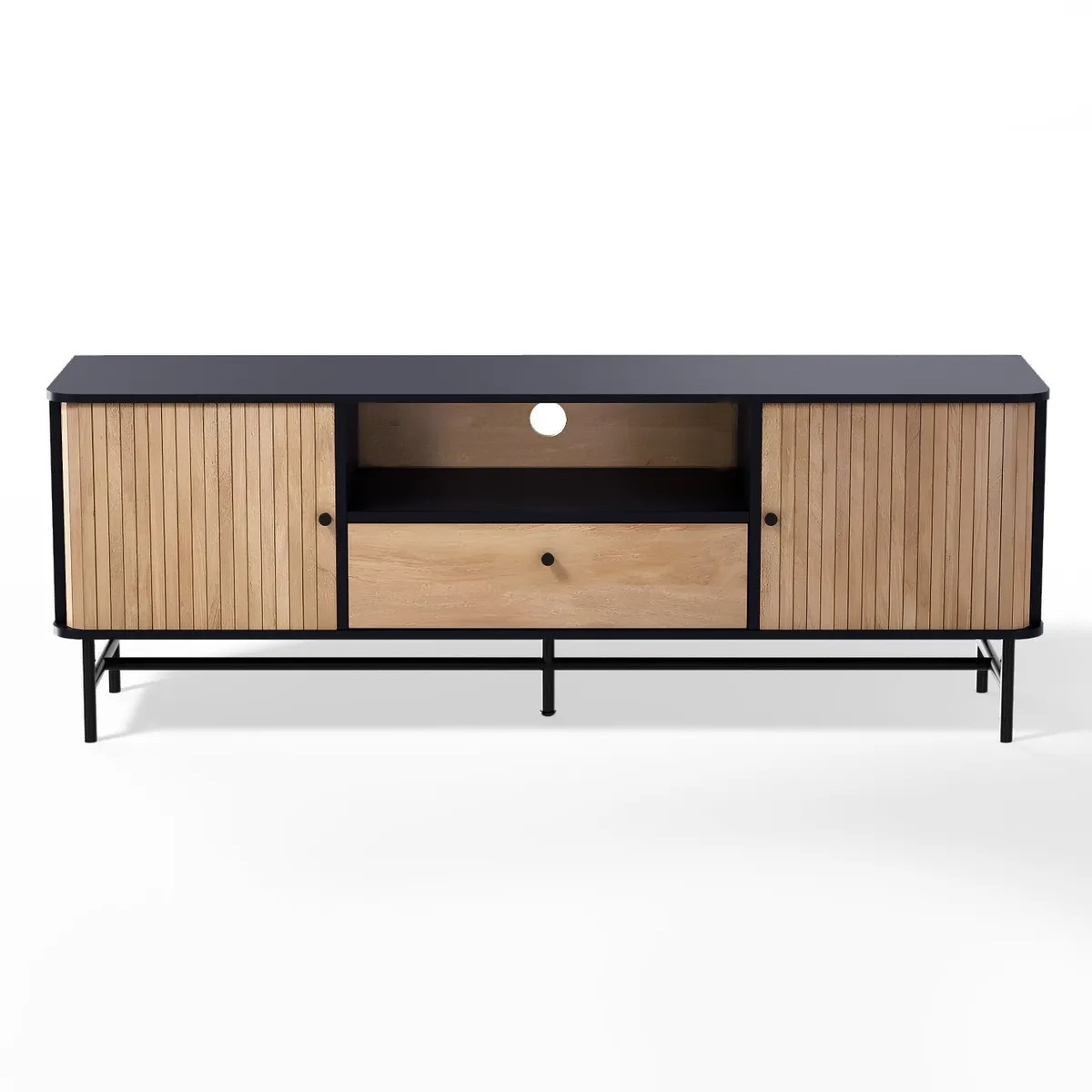 Rack de TV Top Living Charcoal con Puertas Corredizas