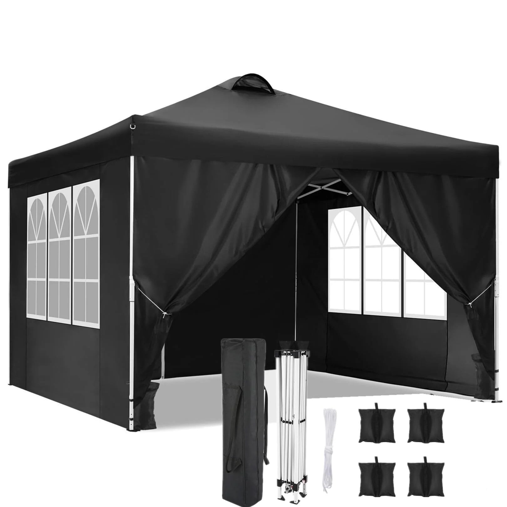 Carpa plegable impermeable de 10 x 10 con 4 paredes laterales para eventos al aire libre