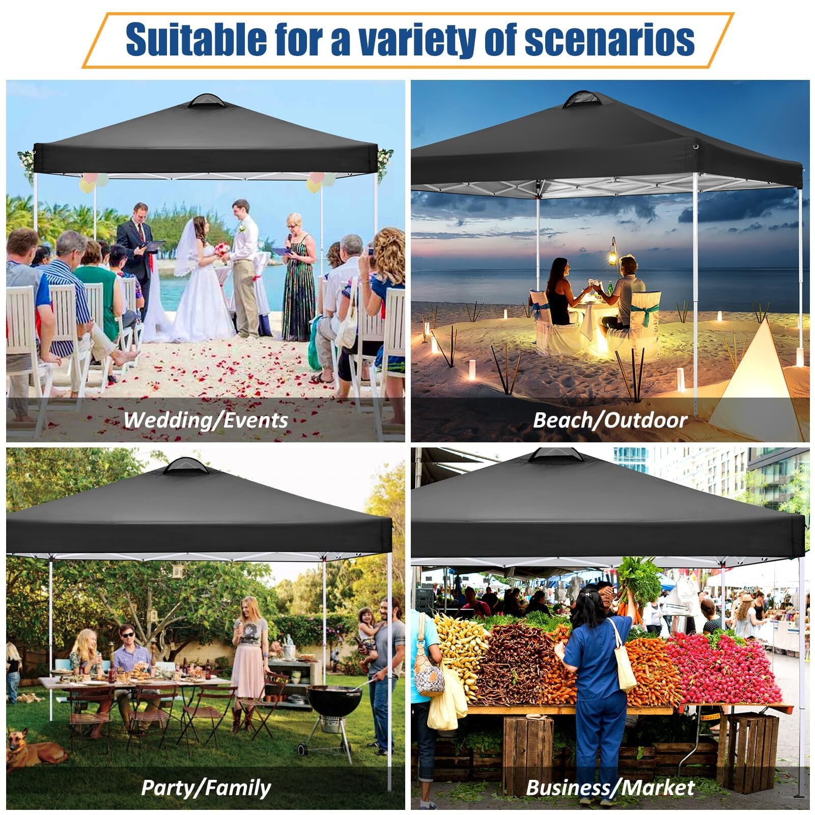 Carpa plegable impermeable de 10 x 10 con 4 paredes laterales para eventos al aire libre