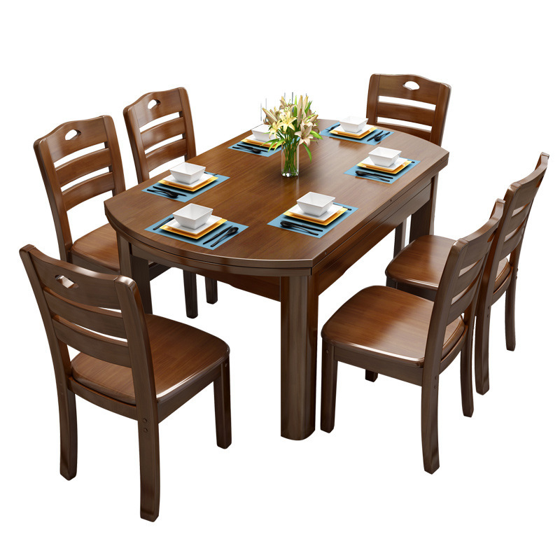 Suspended solid wood square dining table, retractable cream style, modern simple folding table