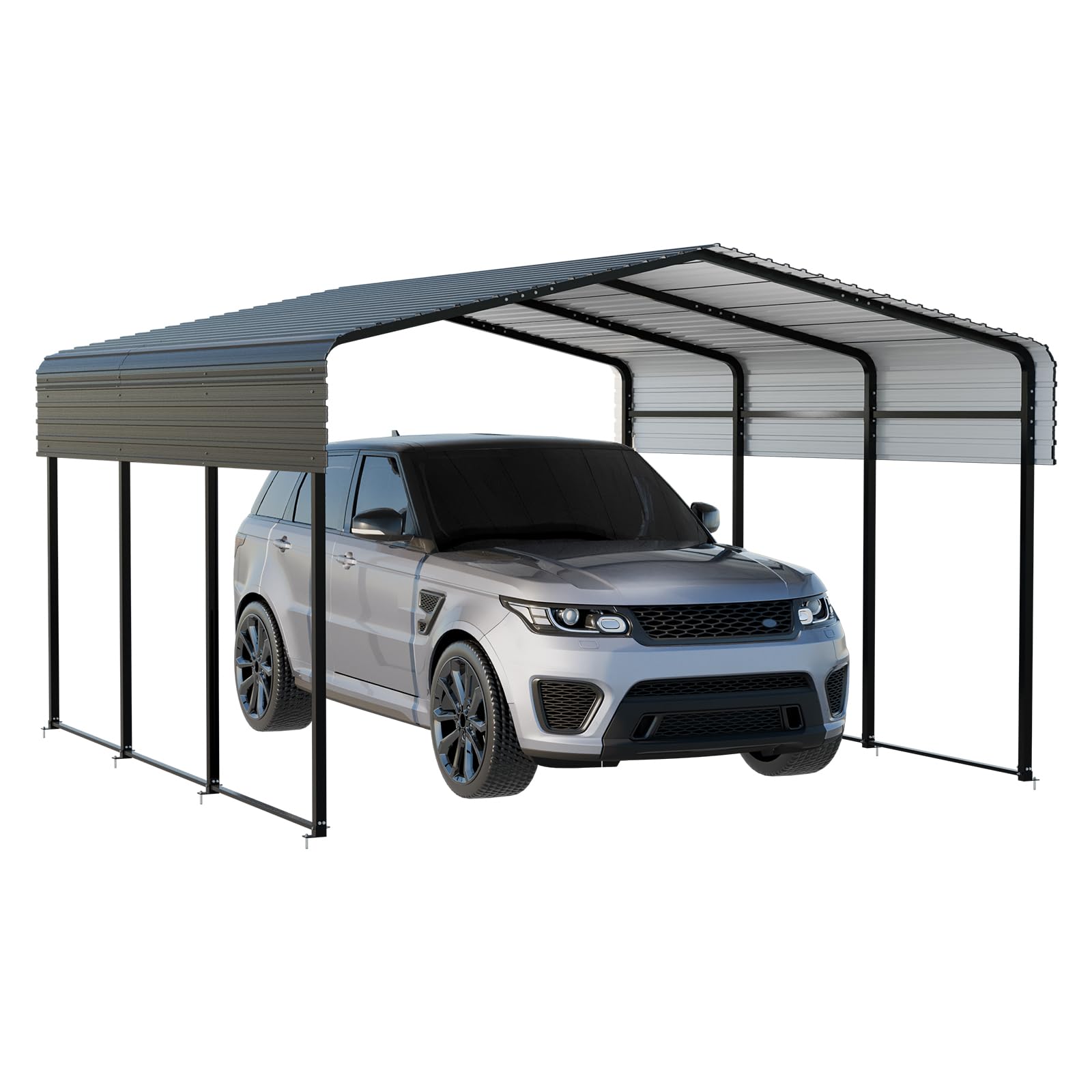 Metal Carport 10 X 15 FT With Heavy Duty Frame & Galvanized Steel Roof, Metal Car Garage, Sturdy Canopy Shelter For Car