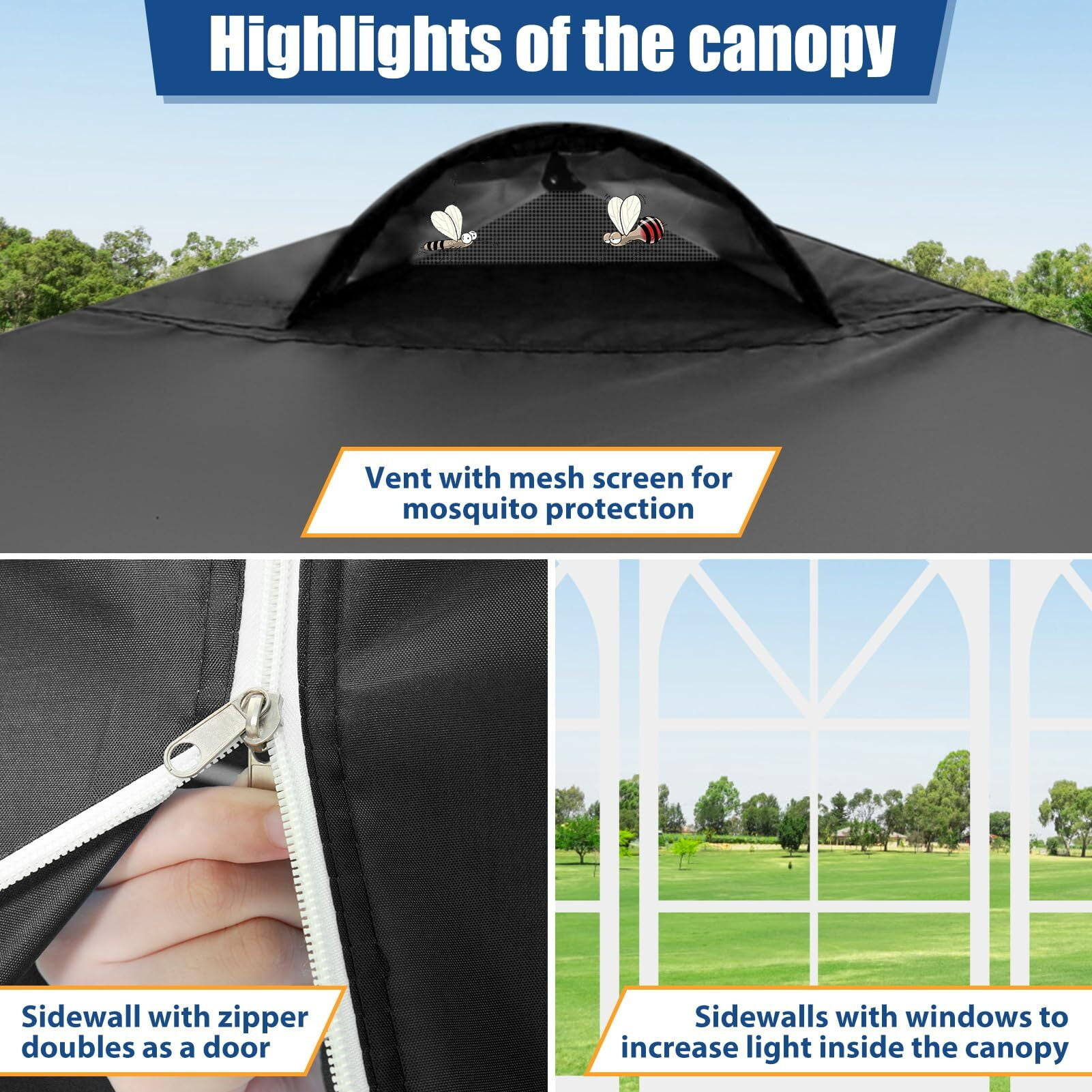 Carpa plegable impermeable de 10 x 10 con 4 paredes laterales para eventos al aire libre