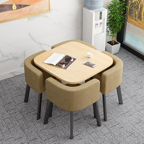 Mesa plegable, mesa de comedor pequeña para el hogar, mesa de negociación de fideos de tienda, combinación de mesa y silla, mesa redonda de recepción