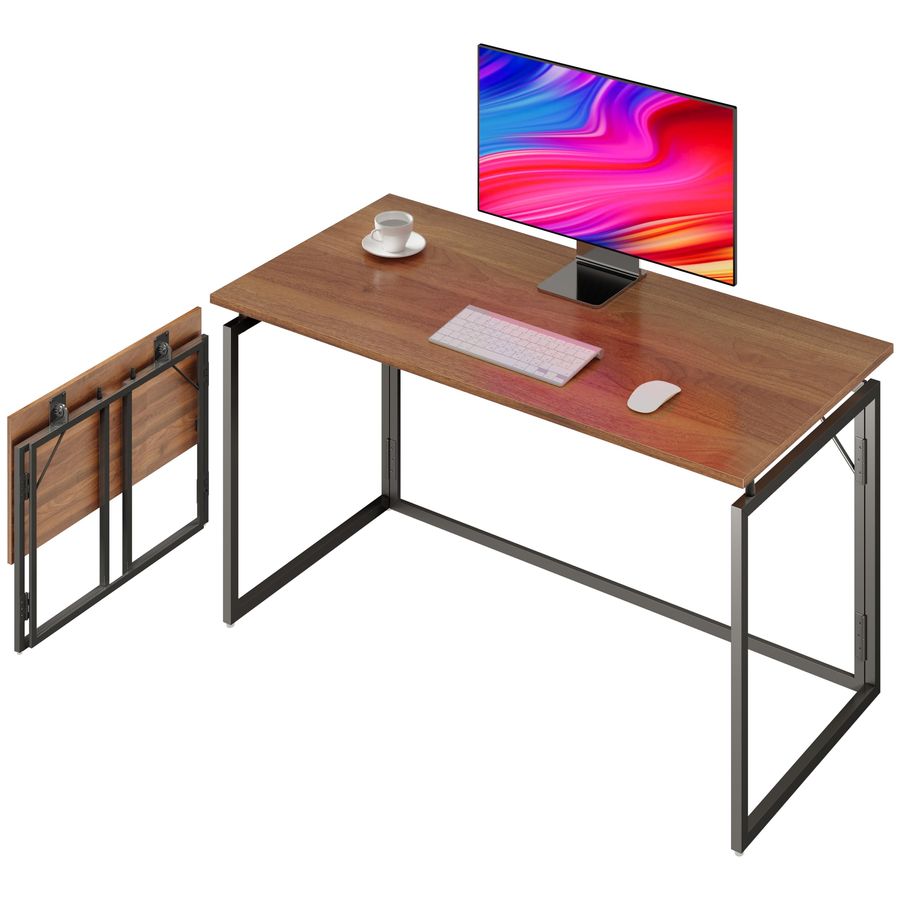 Escritorio plegable de 31,5 pulgadas con tablero de madera para espacios pequeños