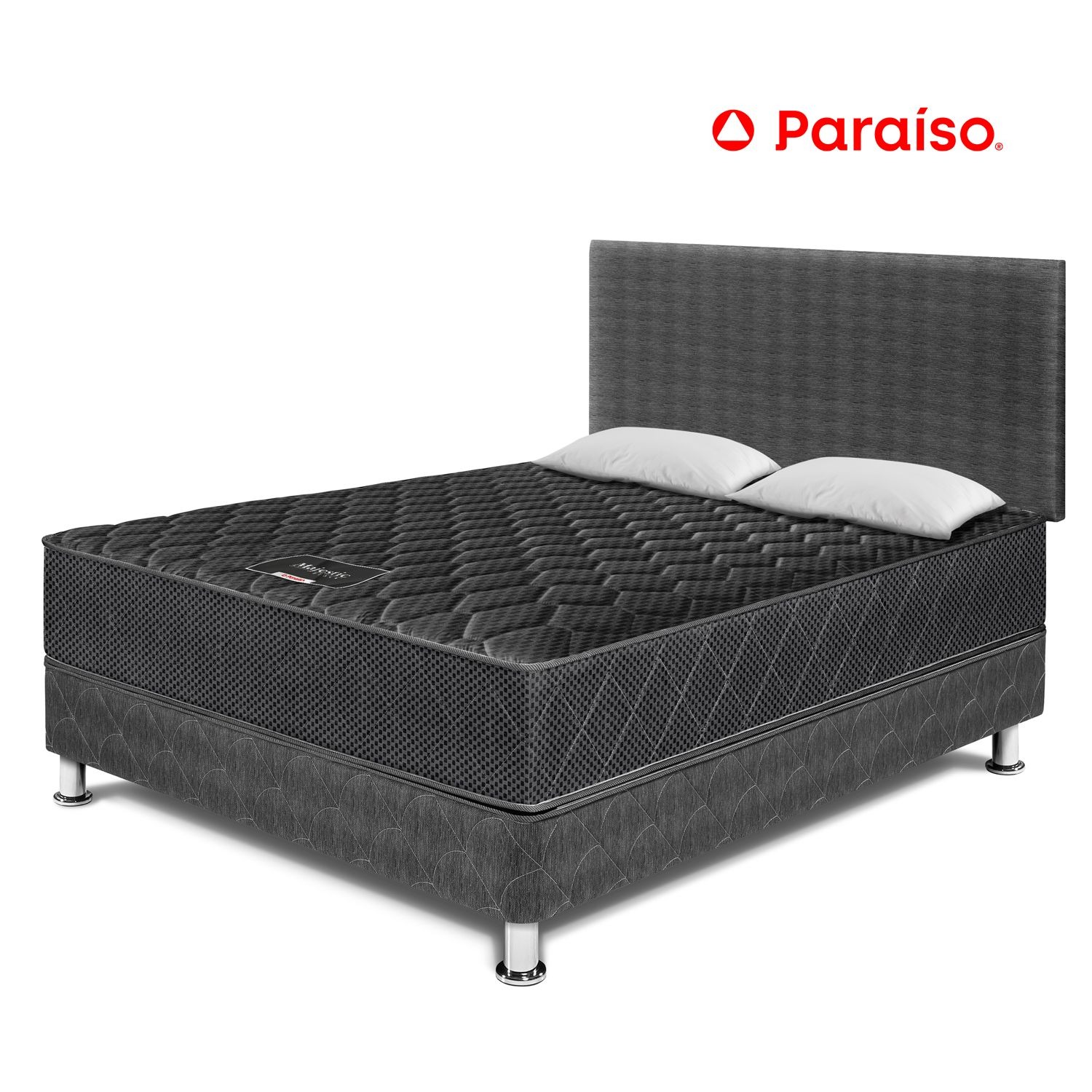 Dormitorio Majestic Black 2 Plazas + 2 almohadas + Protector