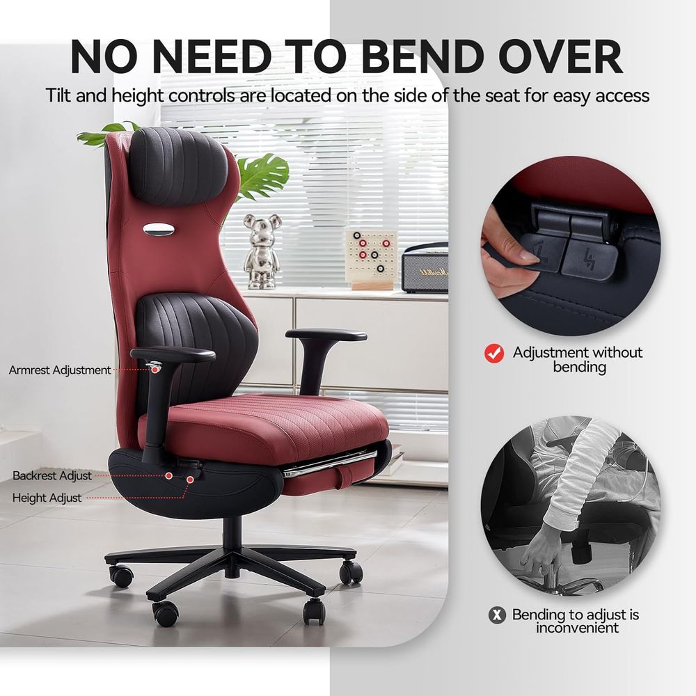 Silla gaming ergonómica de respaldo alto con reposapiés