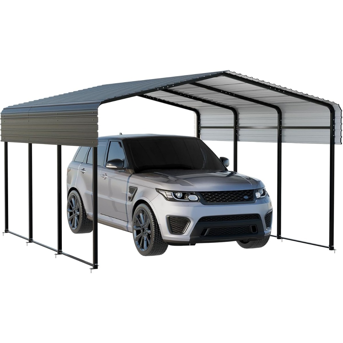 Metal Carport 10 X 15 FT With Heavy Duty Frame & Galvanized Steel Roof, Metal Car Garage, Sturdy Canopy Shelter For Car