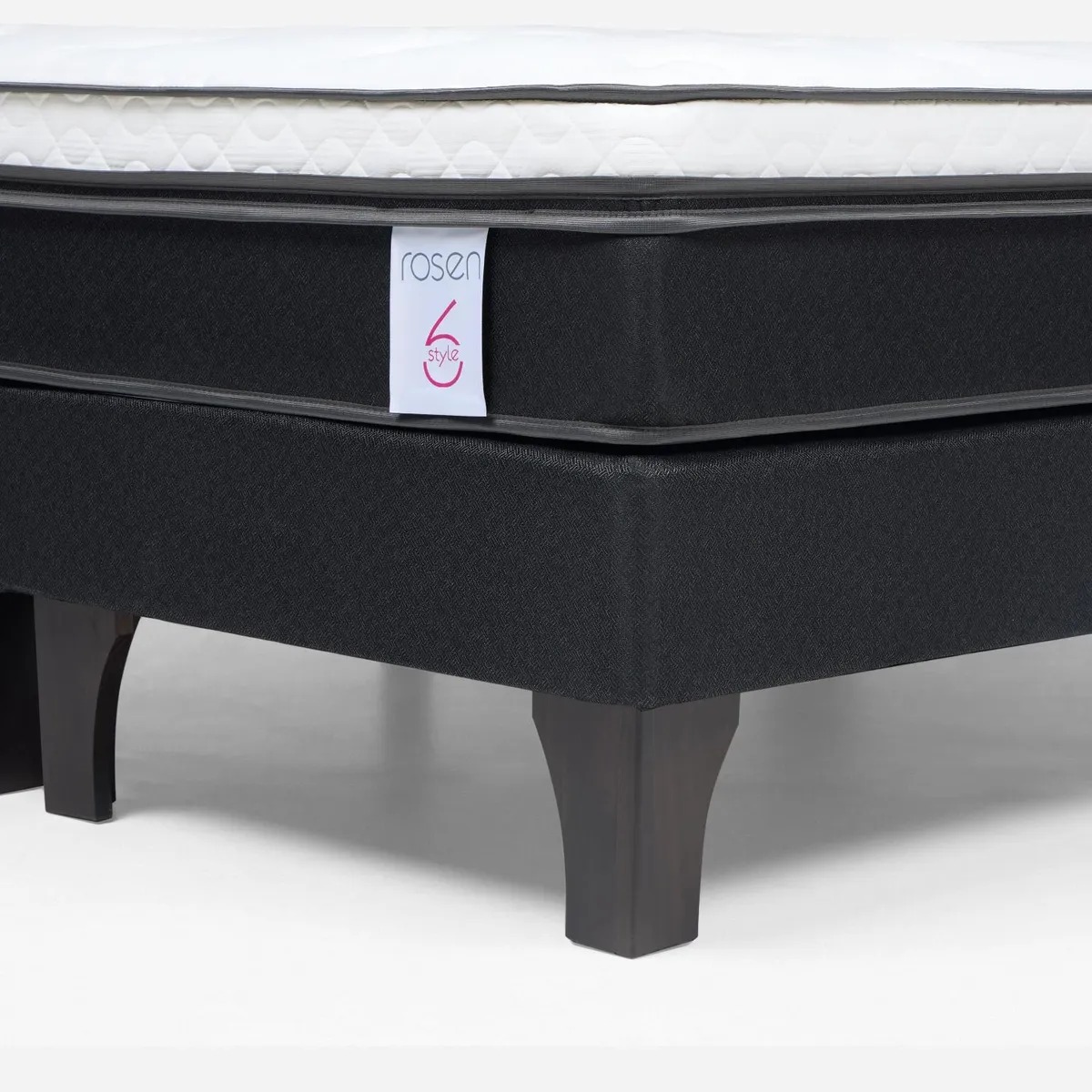 Cama Europea New Style 6 2 Plazas x 2.00 mt Base Dividida + Respaldo + 2 Veladores Rosen