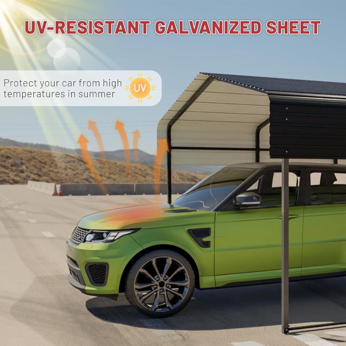 Metal Carport 10 X 15 FT With Heavy Duty Frame & Galvanized Steel Roof, Metal Car Garage, Sturdy Canopy Shelter For Car