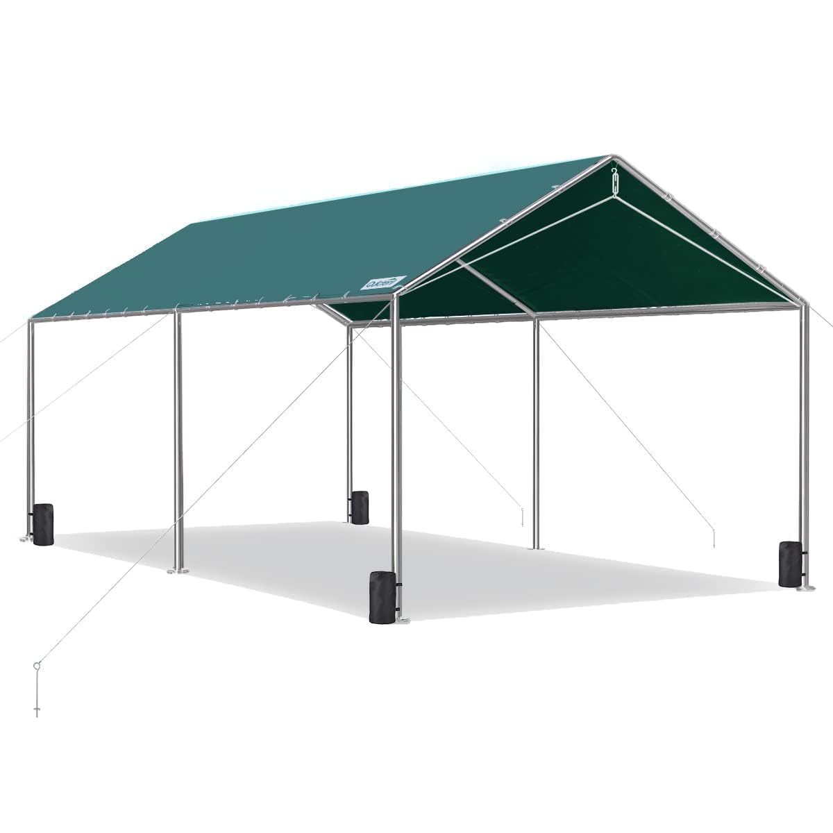 10x20 ft Heavy Duty Car Canopy Galvanized Frame Carport Outdoor Party Tent Boat Shelter with 3 Reinforced Steel, Customized
